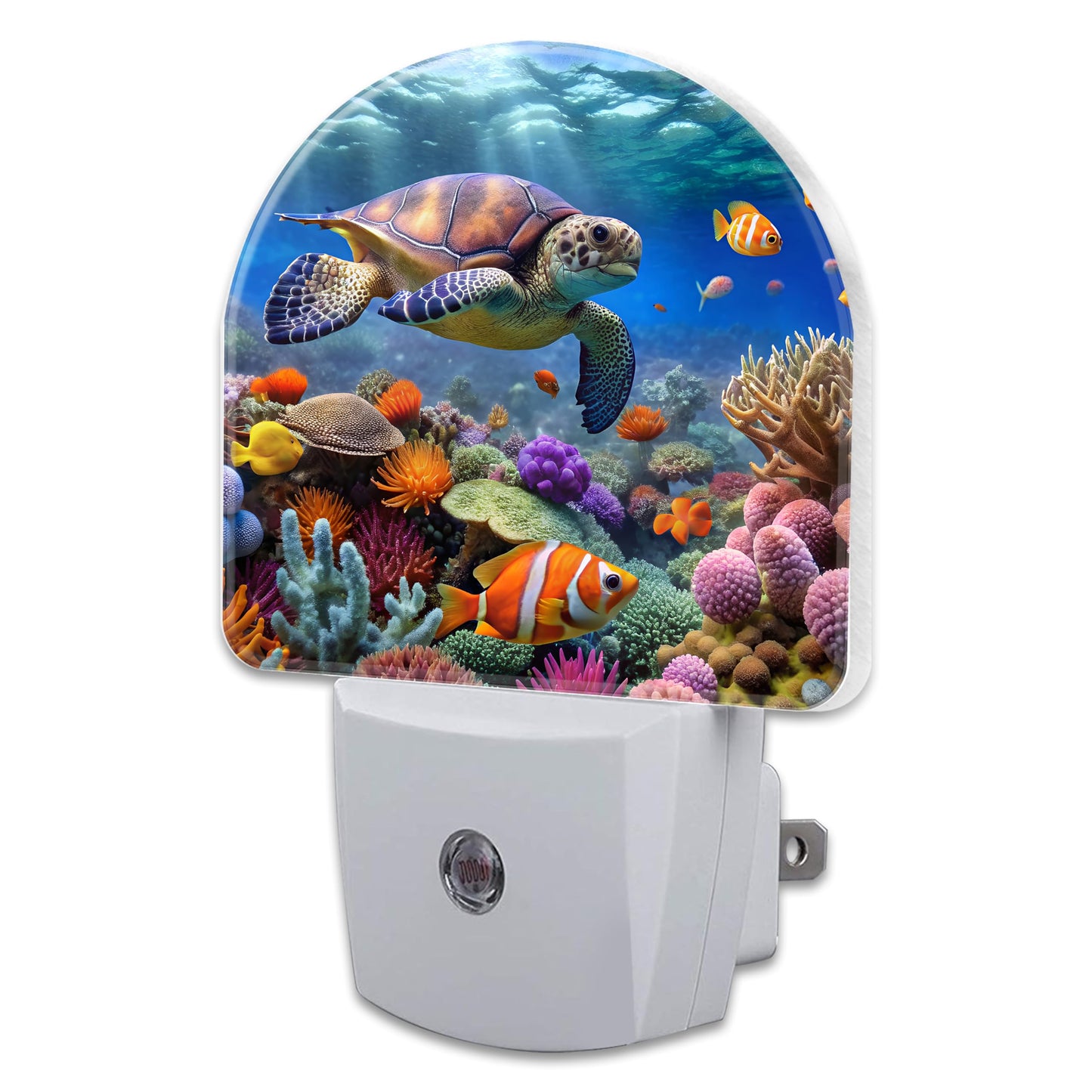 sndheke Sea Turtle in Coral Reefs Night Light, Underwater World Marine Fish Corals Dusk to Dawn Night Light Plug in,0.5w Energy Saving Sleep Friendly NightLight for Kids Boys Girls Home Decor