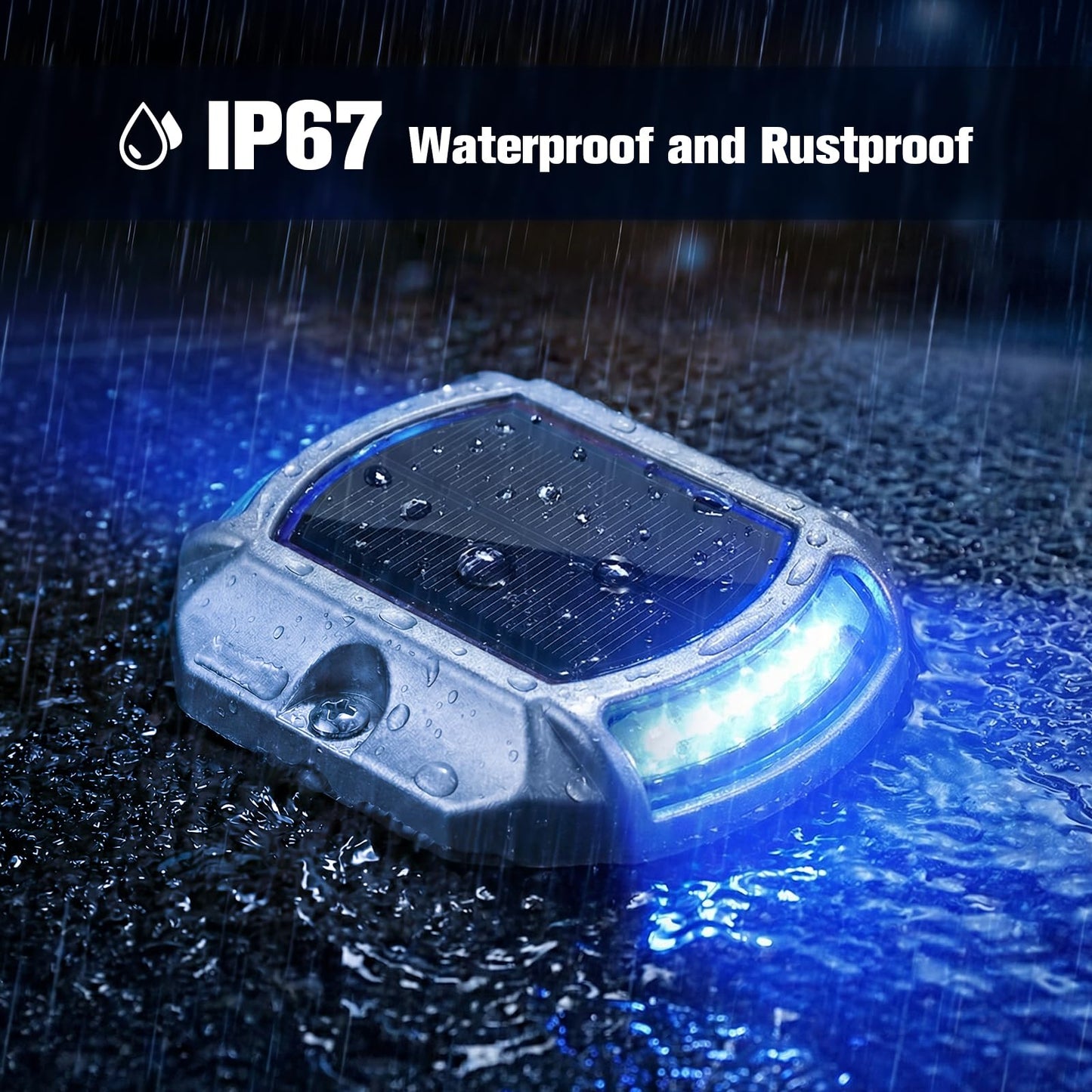 VOLISUN Solar Driveway Lights Dock Deck Lights 16 Pack,2 Colors in 1, LED Solar Powered Waterproof Outdoor Warning Step Light for Driveway Sidewalk Pathway (White/Blue),Auto On/Off