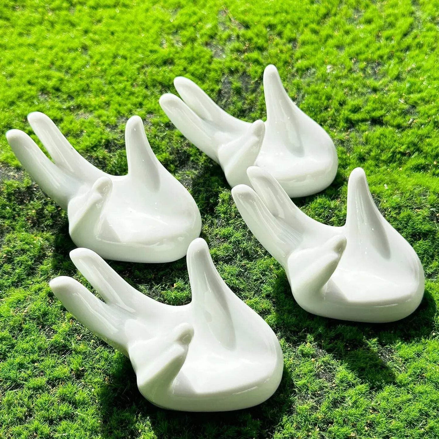 Wax Wane Ceramic Hand Display Stand, White Jewelry and Crystal Holder, Decorative Hand Sculpture
