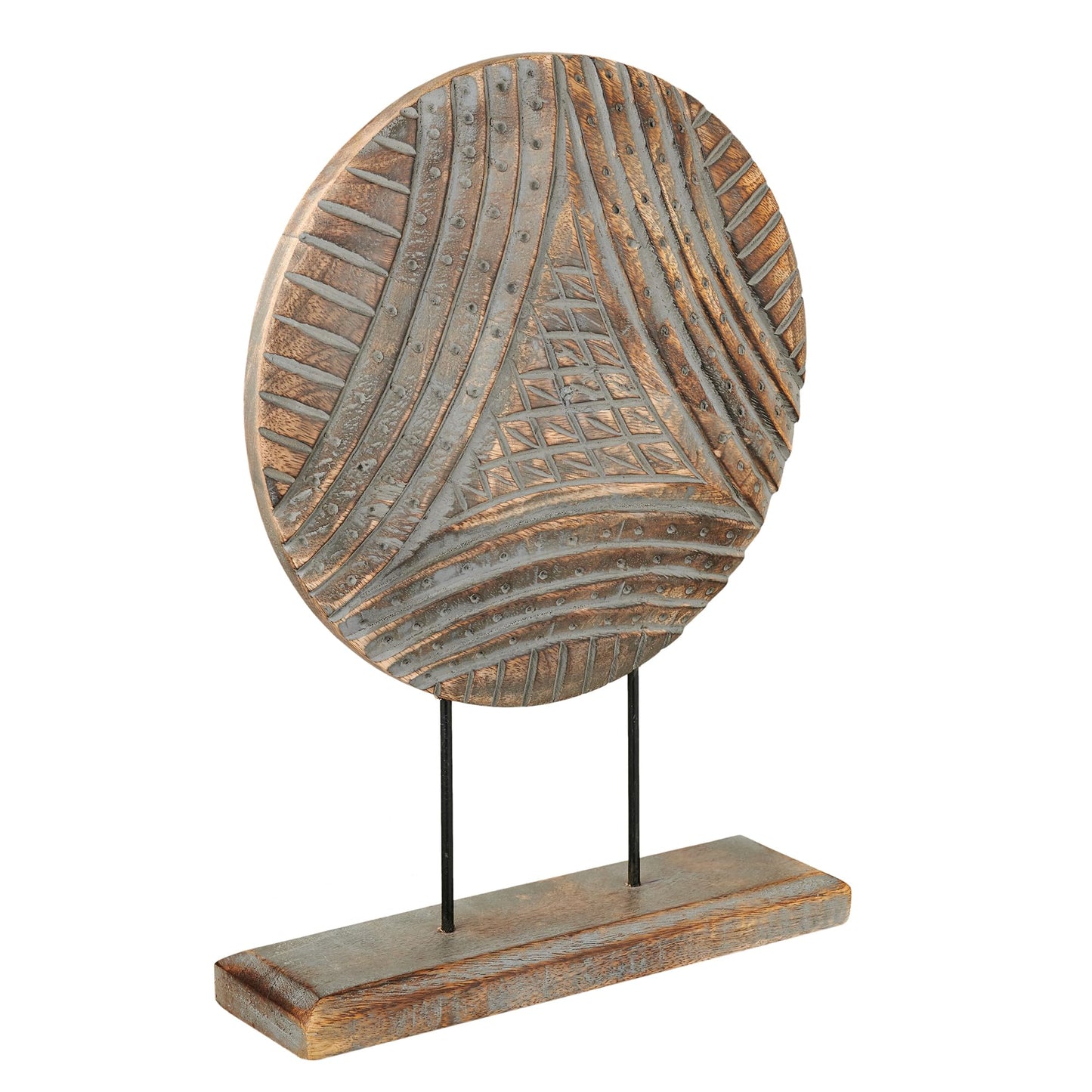 Eximious India Farmhouse Table Sculpture Home Decor Statue Mandala Carved for Modern Home 10" x 14", Living Room, Fireplace Mantel Shelf, Table and Entryway Decor Stand (Design 8)