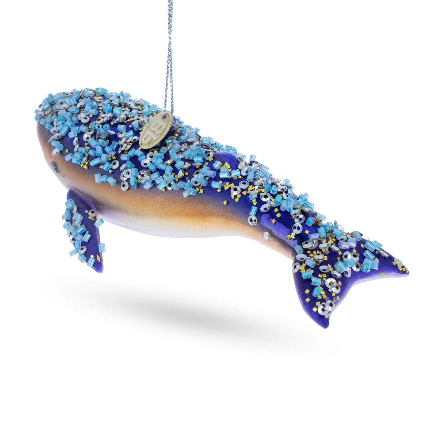Blue Whale Glass Christmas Ornament