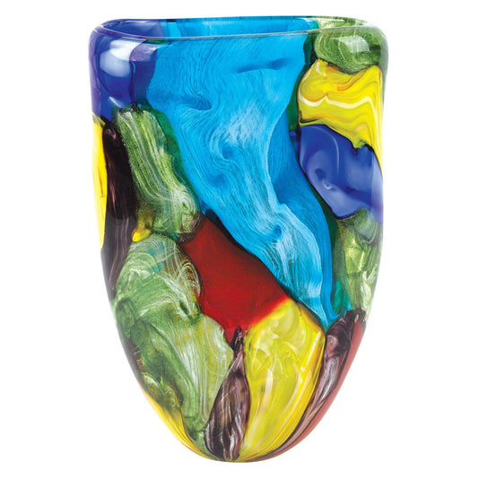 Badash Stormy Rainbow Murano-Style Art Glass Vase - 11" Tall Mouth-Blown Glass Vase - Contemporary Home Decor Accent Piece