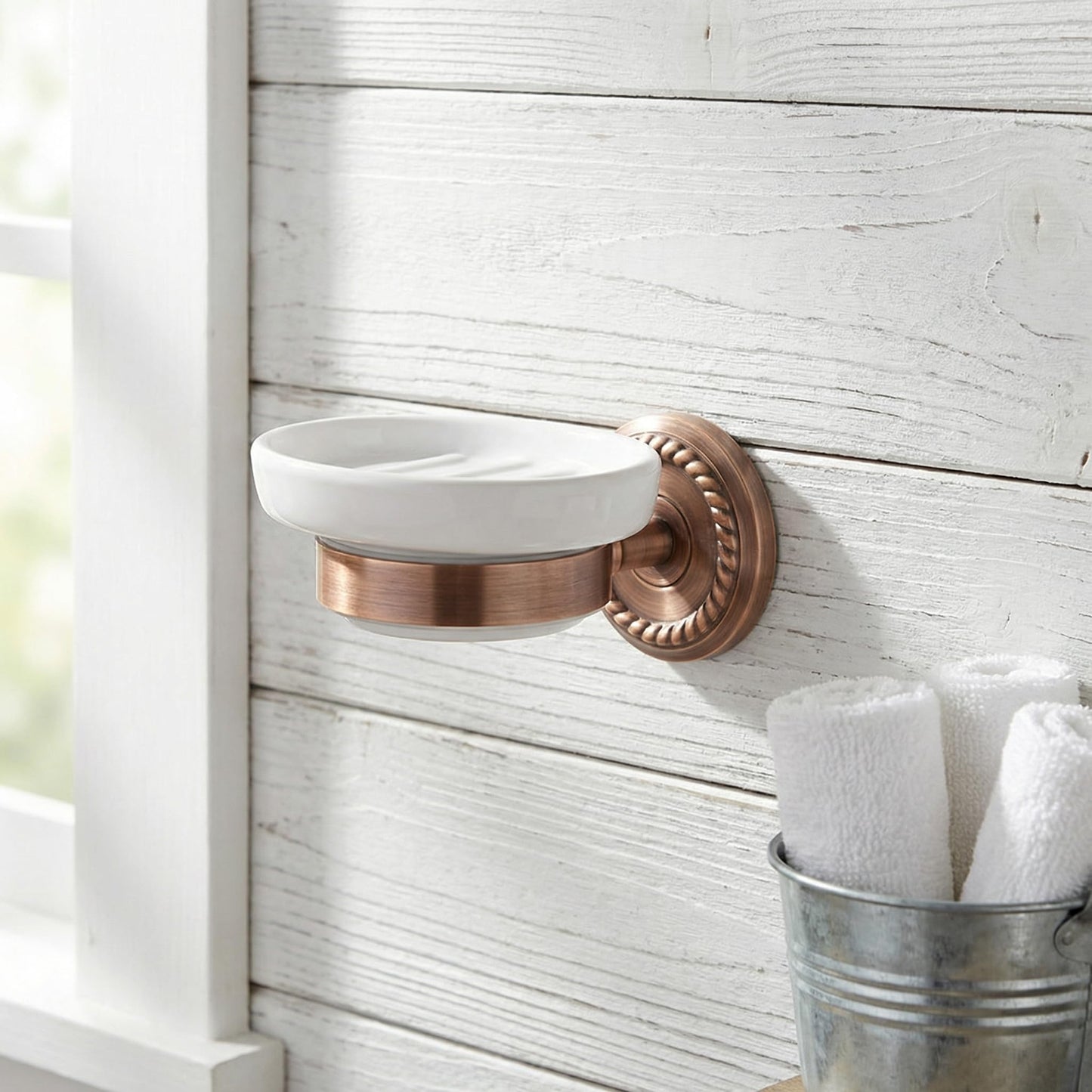 VOSAREA Ceramic Soap Holder Soap Tray Vintage Holder Wall-Mounted Dish Antique Luxury Dish for Shower Wall Rack for Bathroom