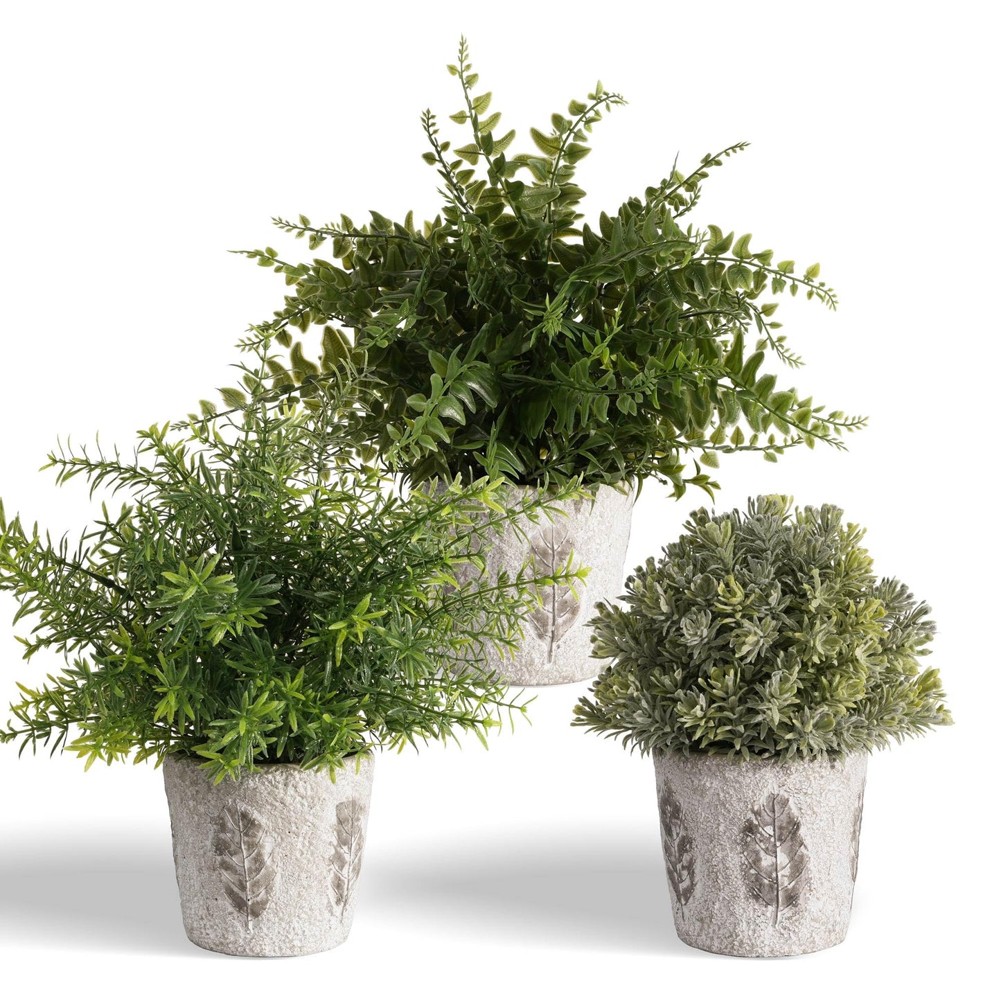 PENGYEE 3 Pack Small Fake Plants in Farmhouse Concrete Planter, Artificial Plants Indoor for Home Decor, Small Faux Plants Indoor for House Bathroom Office Shelf Desk Kitchen Table Room Decor-02