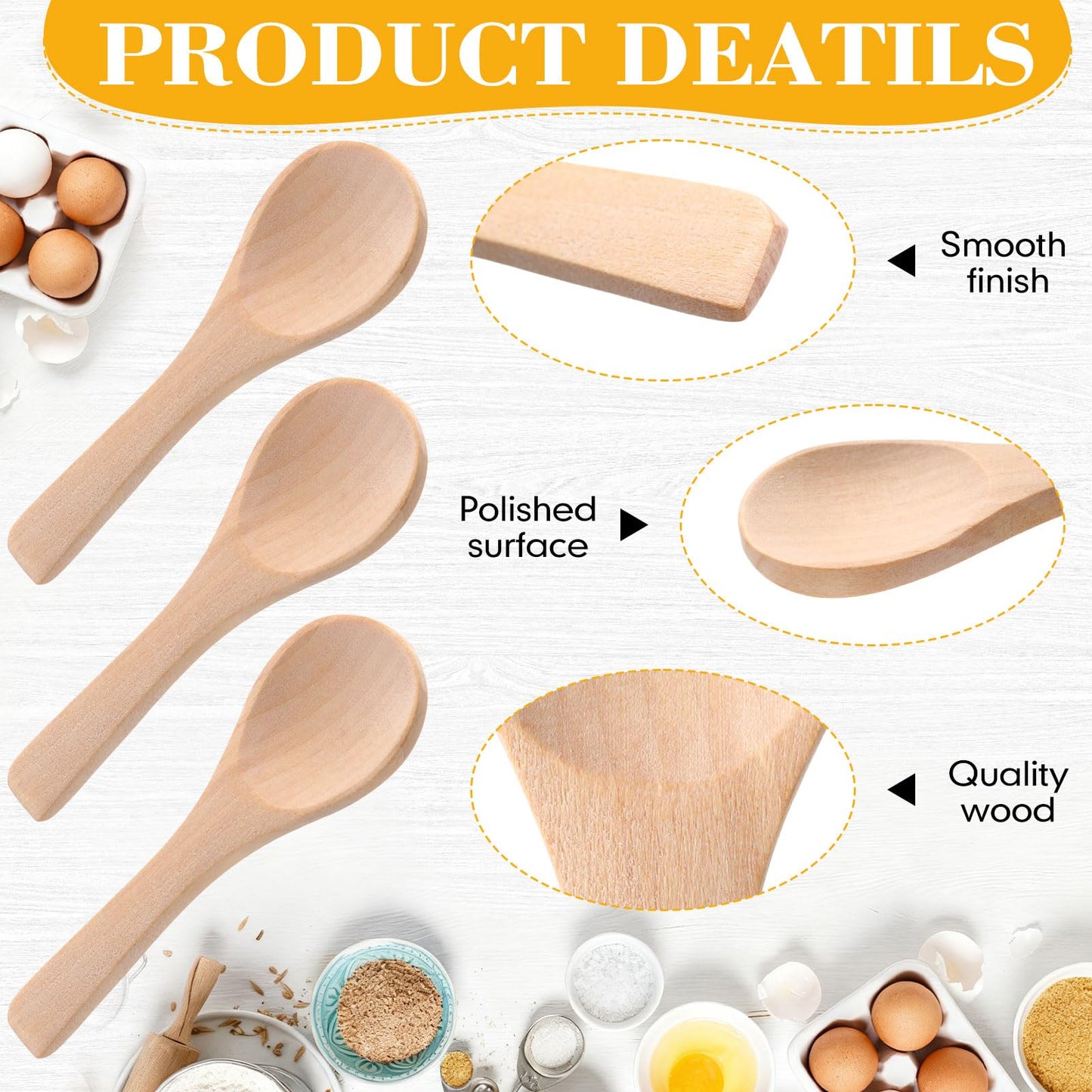 Boao 24 Pcs Small Wooden Spoons, 3.5'' L, Mini Wood Natural Tiny Spoons Wooden Little Teaspoons for Jars Sugar Creamer Honey Spices Salt Kitchen Supplies (Light Wood)