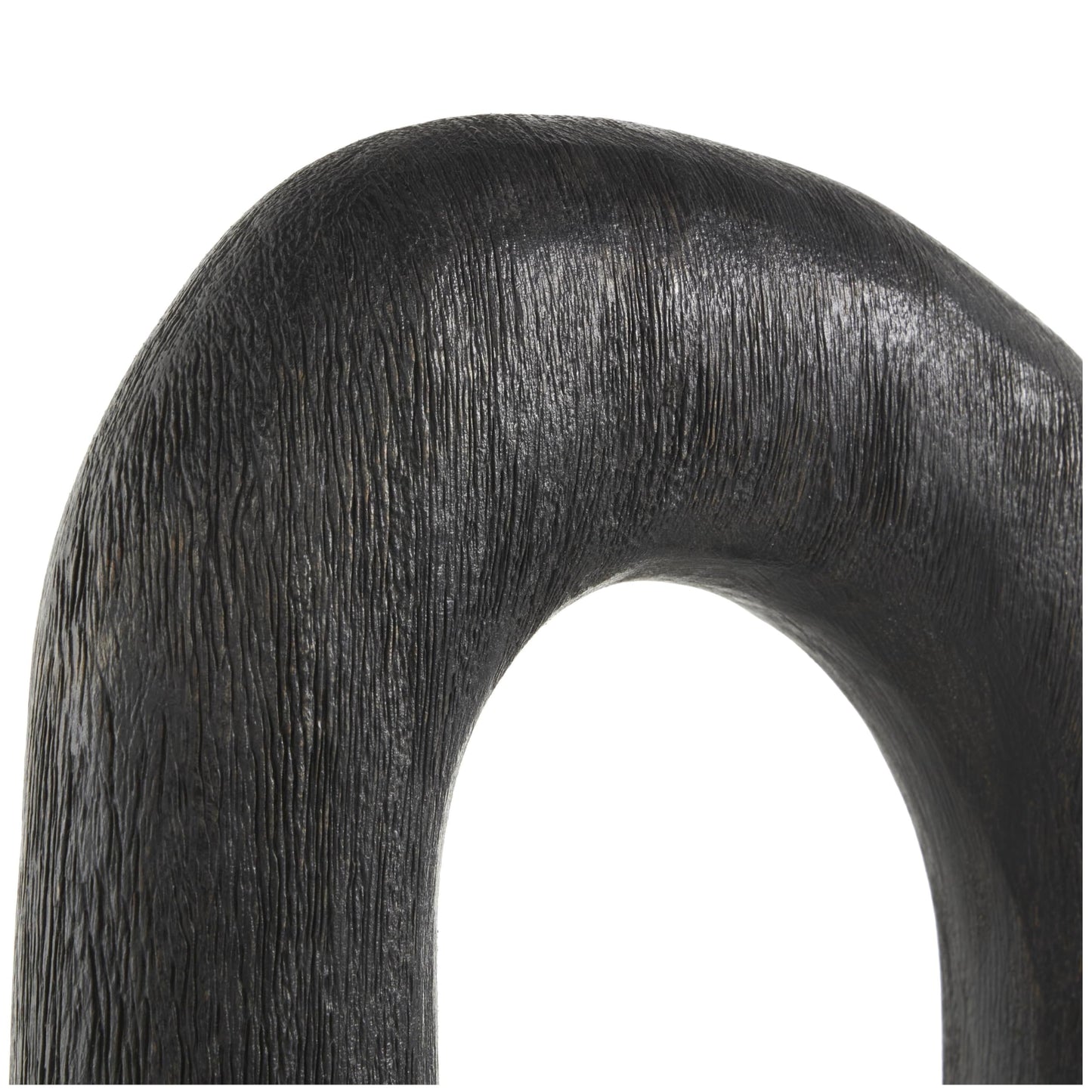 Deco 79 Mango Wood Abstract Decorative Sculpture Cutout Oval Home Decor Statues, Set of 2 Accent Figurines 20", 18"H, Black