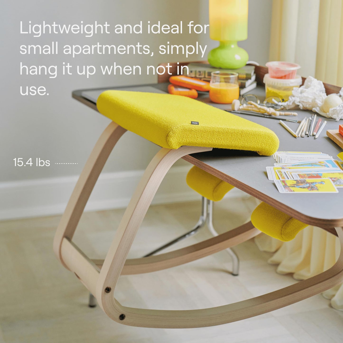 Varier Variable Light Brown/Yellow Tonal Ergonomic Office Kneeling Chair for Desk – Back Pain Relief, Rocking Seat for Home, Study & Posture Support – 10 Year Manufacturer Warranty