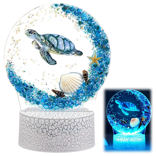 Baquler Ocean Sea Turtle Night Light LED Desk Lamp 16 Color Change Acrylic Sleep Night Light with Remote Beach Vintage Ocean Lamps for Home Bedroom Living Room Bathroom Decor