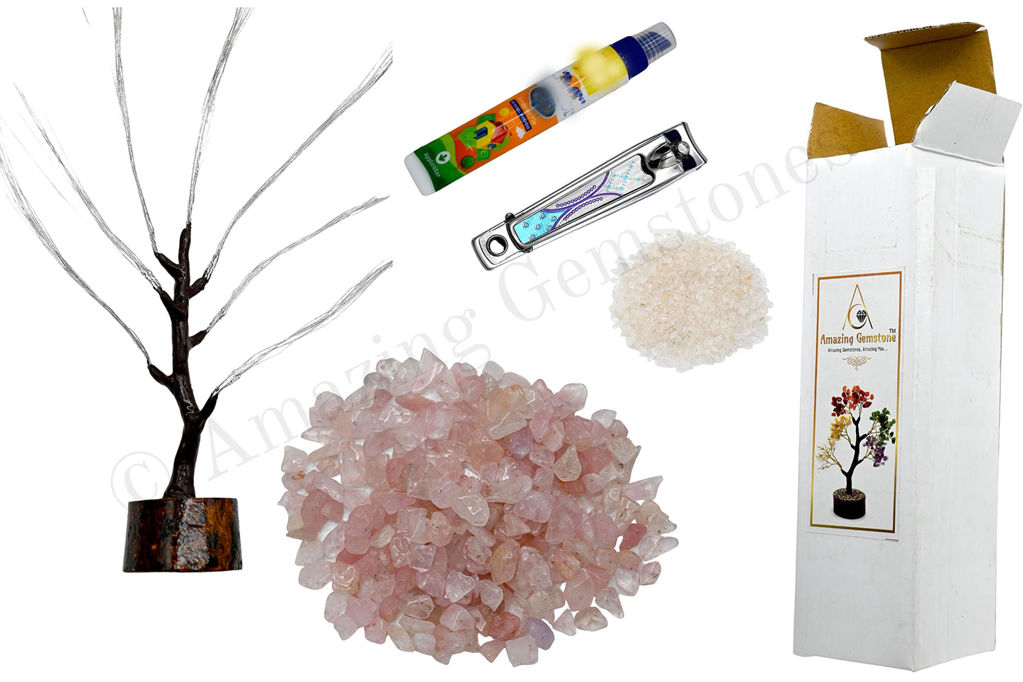 Amazing Gemstone Rose Quartz Spiritual Decor Crystal Tree DIY Kits, Makes a Perfect Office Table Feng Shui Tree Holistic Gifts for Women