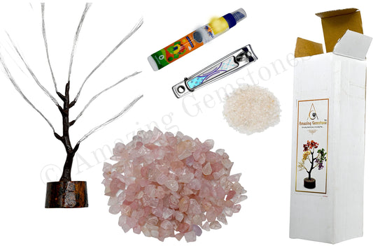 Amazing Gemstone Rose Quartz Spiritual Decor Crystal Tree DIY Kits, Makes a Perfect Office Table Feng Shui Tree Holistic Gifts for Women