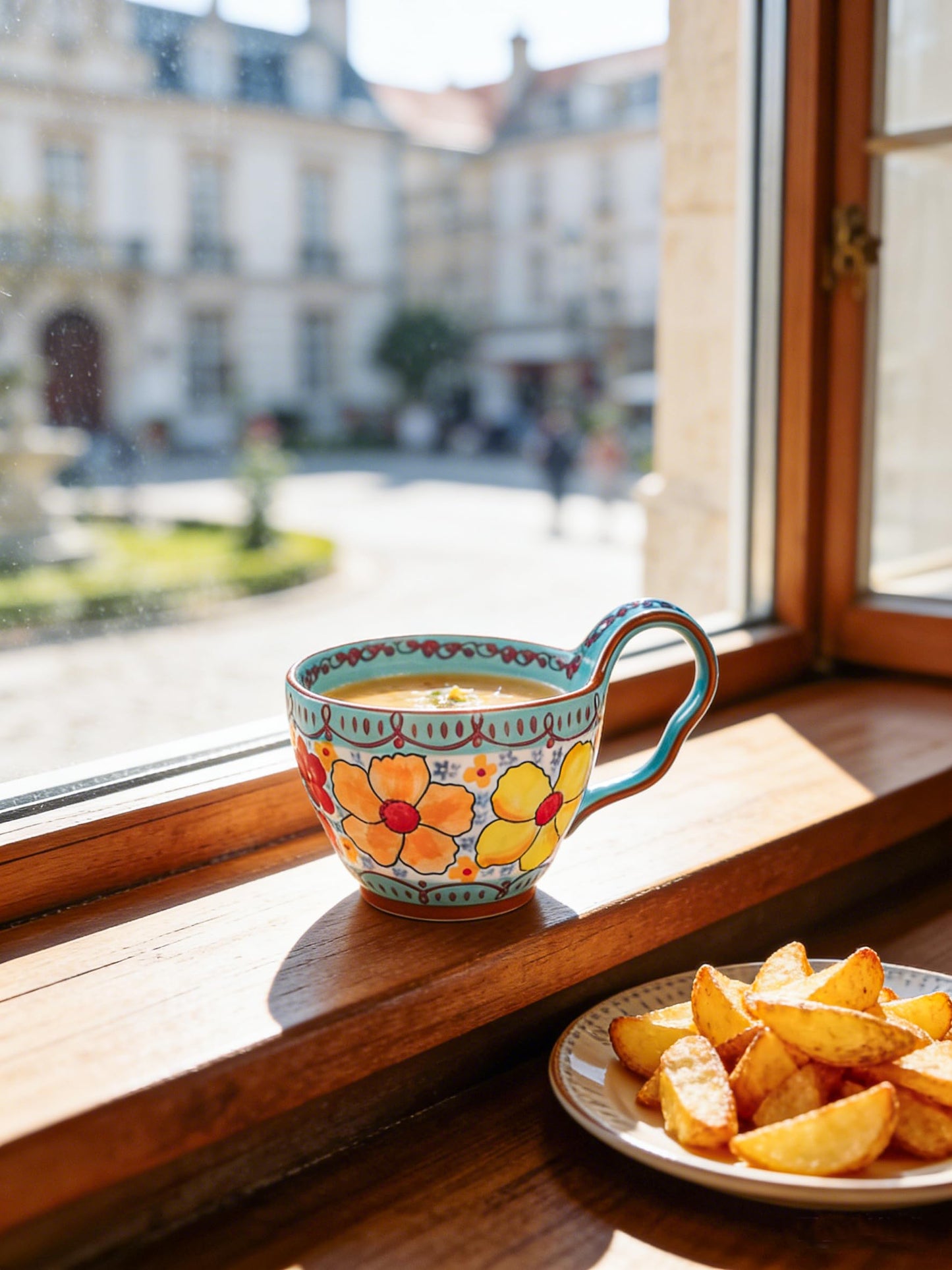 silesia 18 oz Handmade Cereal Bowl with Loop Handle (Glazed Blue)