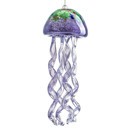 H&D HYALINE & DORA Purple Blown Glass Jellyfish Wind Chime Sea Glass Wind Chimes for Outside Jellyfish Wind Chimes Outdoor Sea Glass Decor for Patio Garden Balcony Porch(14in)