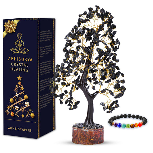 ABHISUBYA Crystal Tree, Tourmaline Tree - Artificial Bonsai, 10-12 inches, Chakra Decor, Home, Office Decor, Feng Shui Money Tree