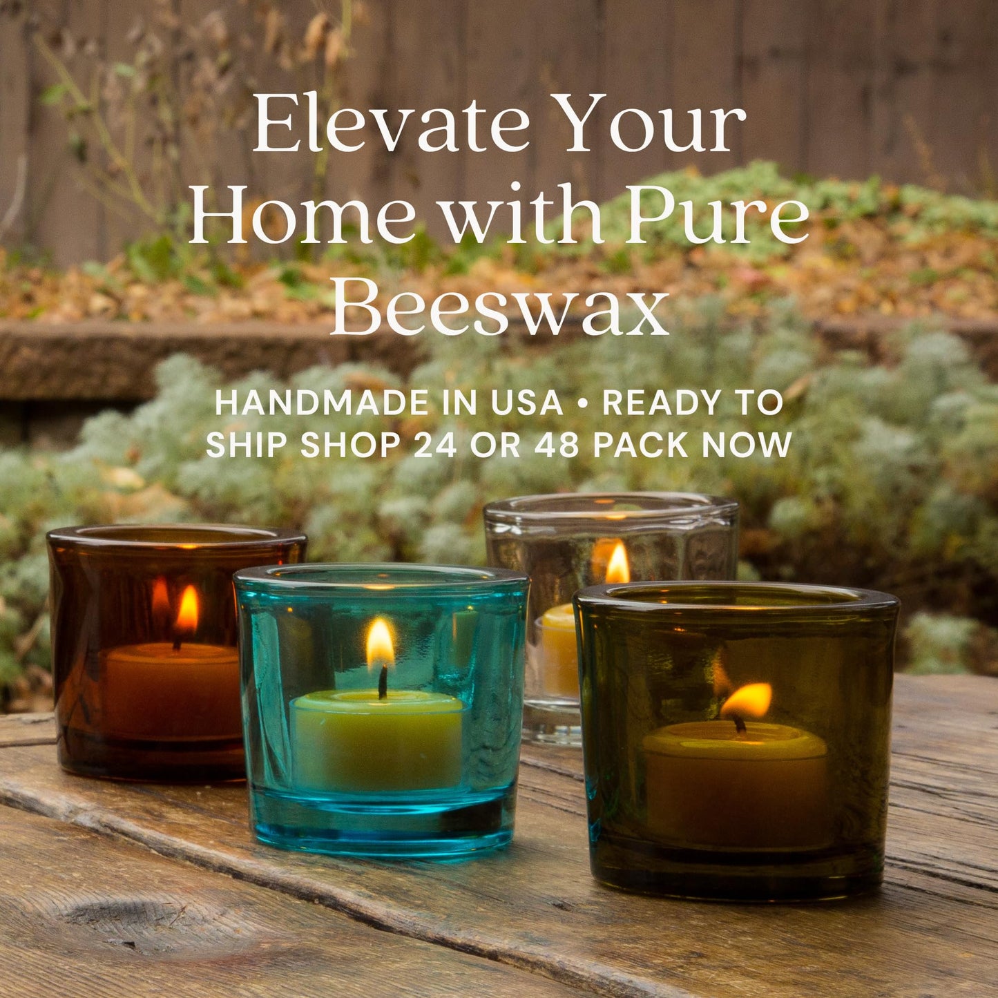 Bluecorn Beeswax Tea Light Candles, 100% Pure Natural Bees Wax, Ivory White Tea Lights, Fragrance Free, Paraffin & Soy Free Candle Wax, Clean Burning, Long Lasting (4-5 Hrs), American Made, 48 Pack