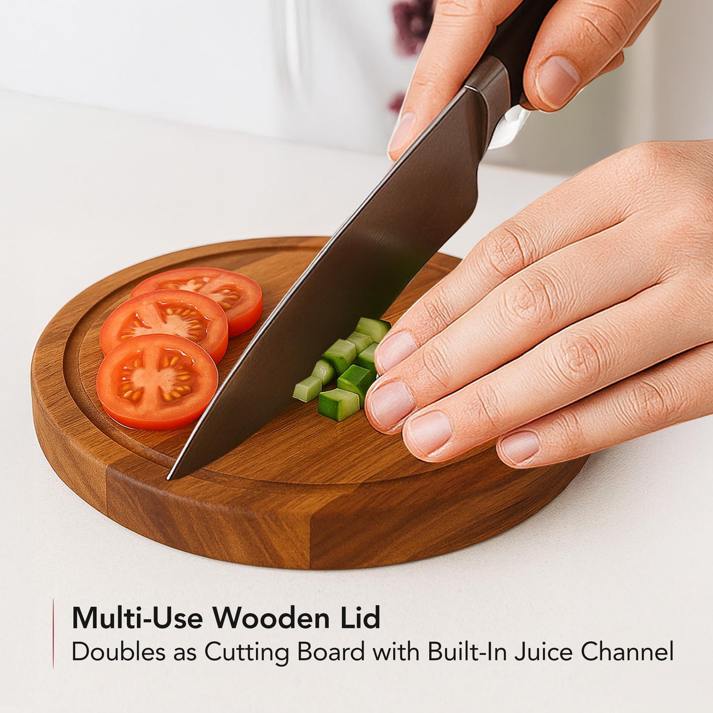 OVENTE Margarita Salt and Sugar Rimmer with Lid, Acacia Wood Glass Rimmer for Cocktail Drinks, Mess-Free Bar Salt Container, Bartender Tool for Coating Mojito, Bloody Mary and More, Brown AWCR616B