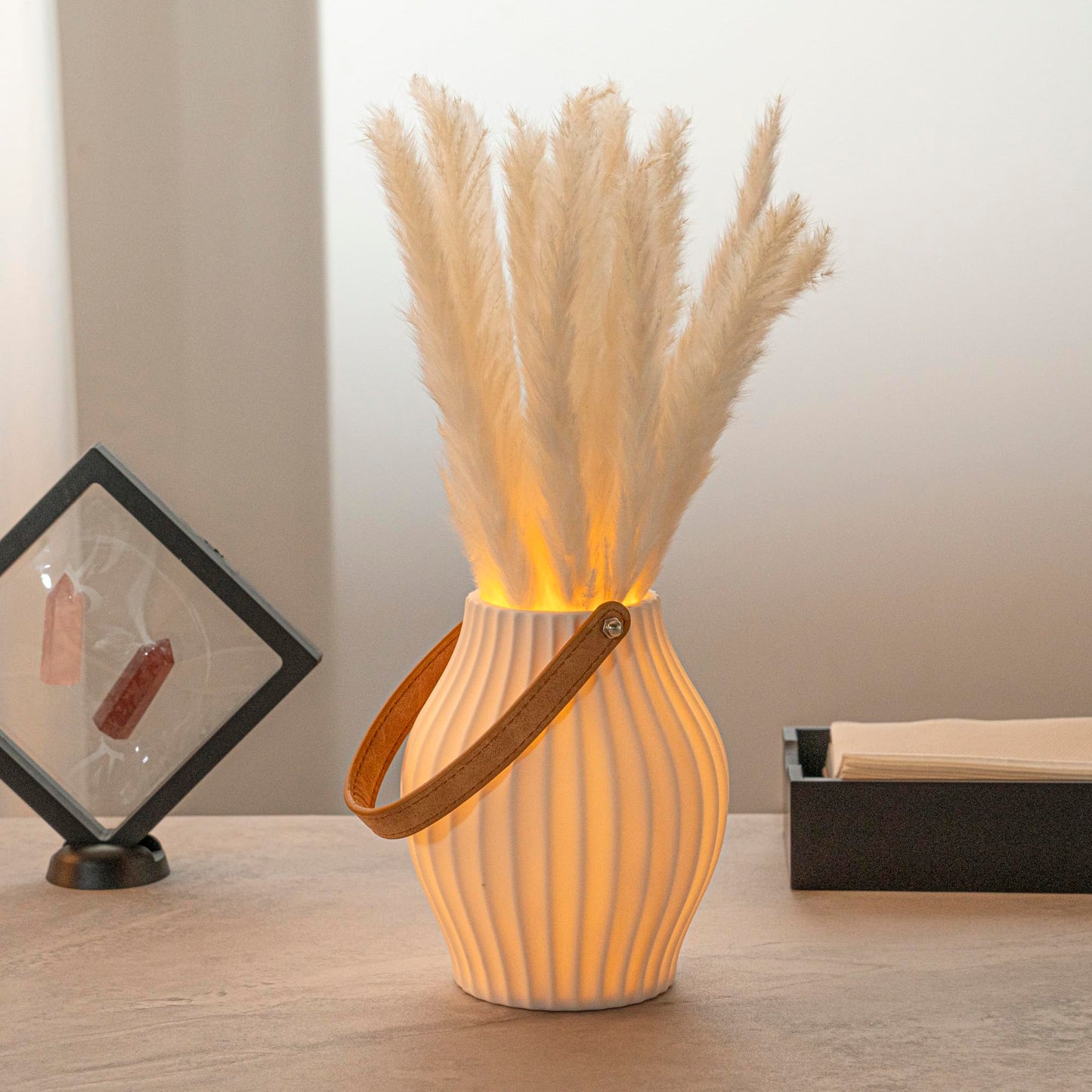 Restaurantware-Table Art Decorative Lantern Vase, 1 Minimalist Style Vase - With Attached Handle, Modern, White Porcelain Vessel, Use Candles Or LED Lights, In Kitchen, Living Room, Office, And More