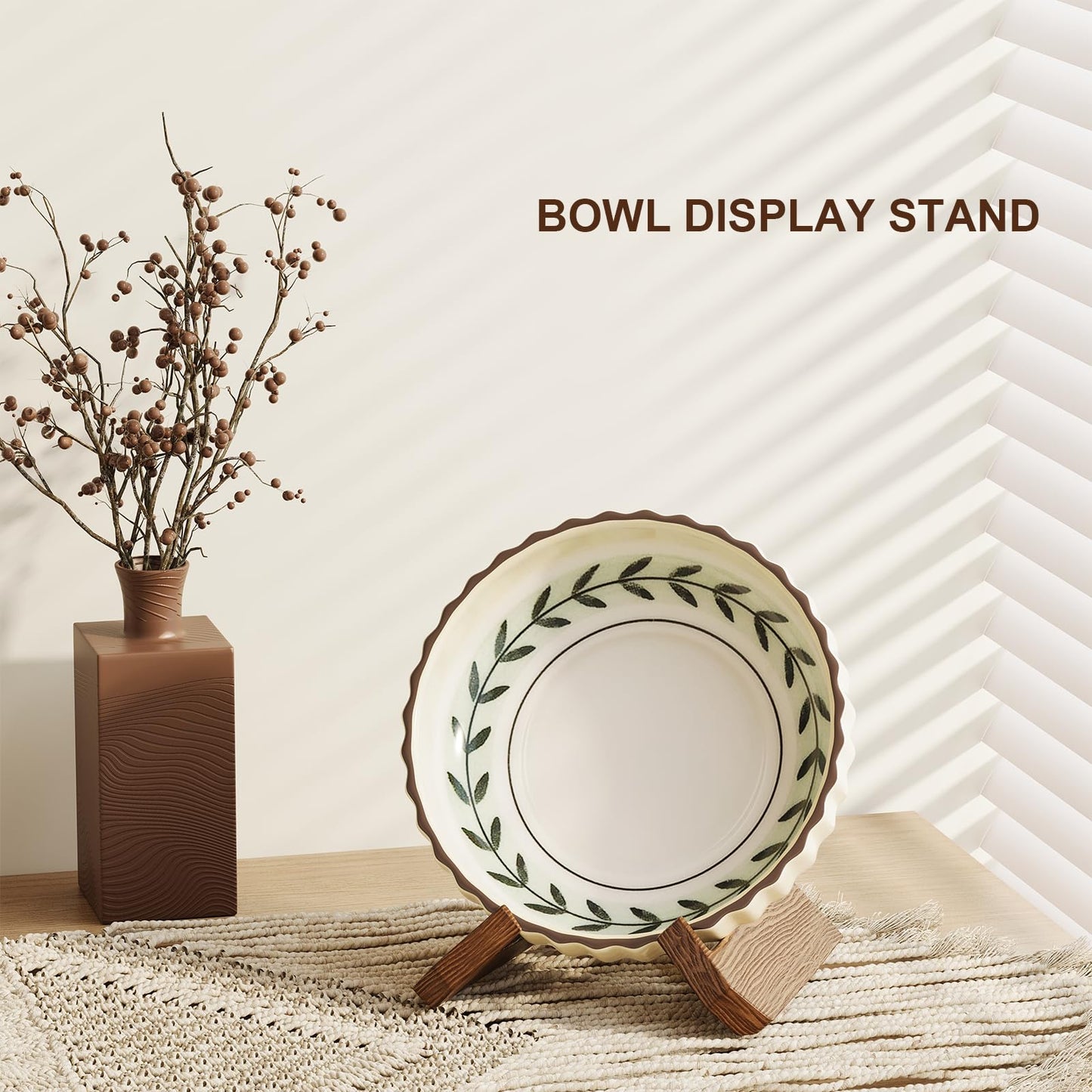 2Pack Large Bowl Stands for Display 12 Inch Heavy Duty, Extra Wide Wooden Plate Stand Deep, Wood Bowl Holders for Displaying, Decorative Platter Easel Holder for Pie, Pottery,Bowls,Dish,Easels,Picture