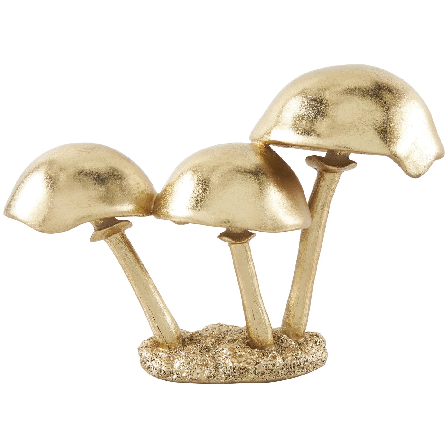 Deco 79 Polystone Mushroom Decorative Sculpture Metallic Home Decor Statue with Textured Base, Accent Figurine 10" x 4" x 7", Gold