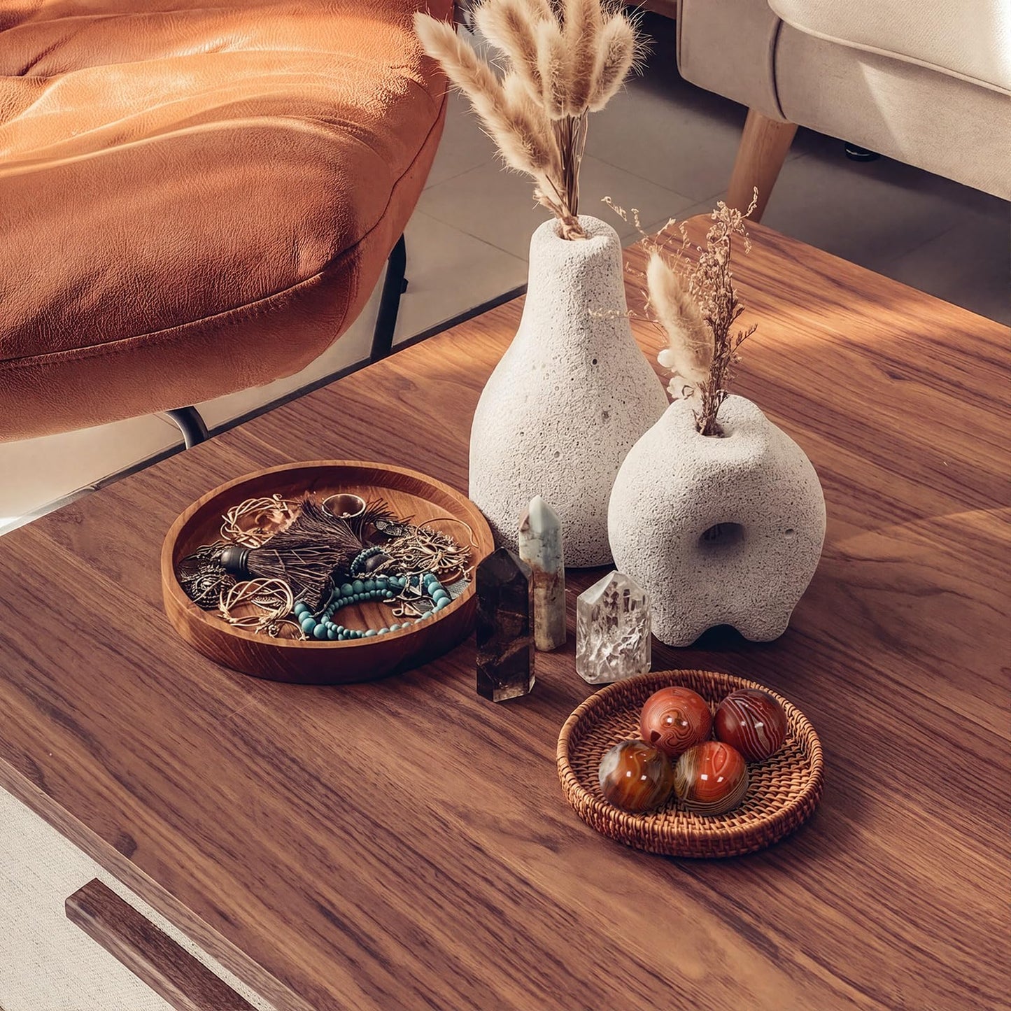 Whimsibelle 4 Pcs Natural Silk Agate Banded Balls Large Agate Crystal Sphere 30-35mm Tumbled Gems Stone Meditation Ball for Witchcraft and Decorative Balls, Meditation, Home Decor