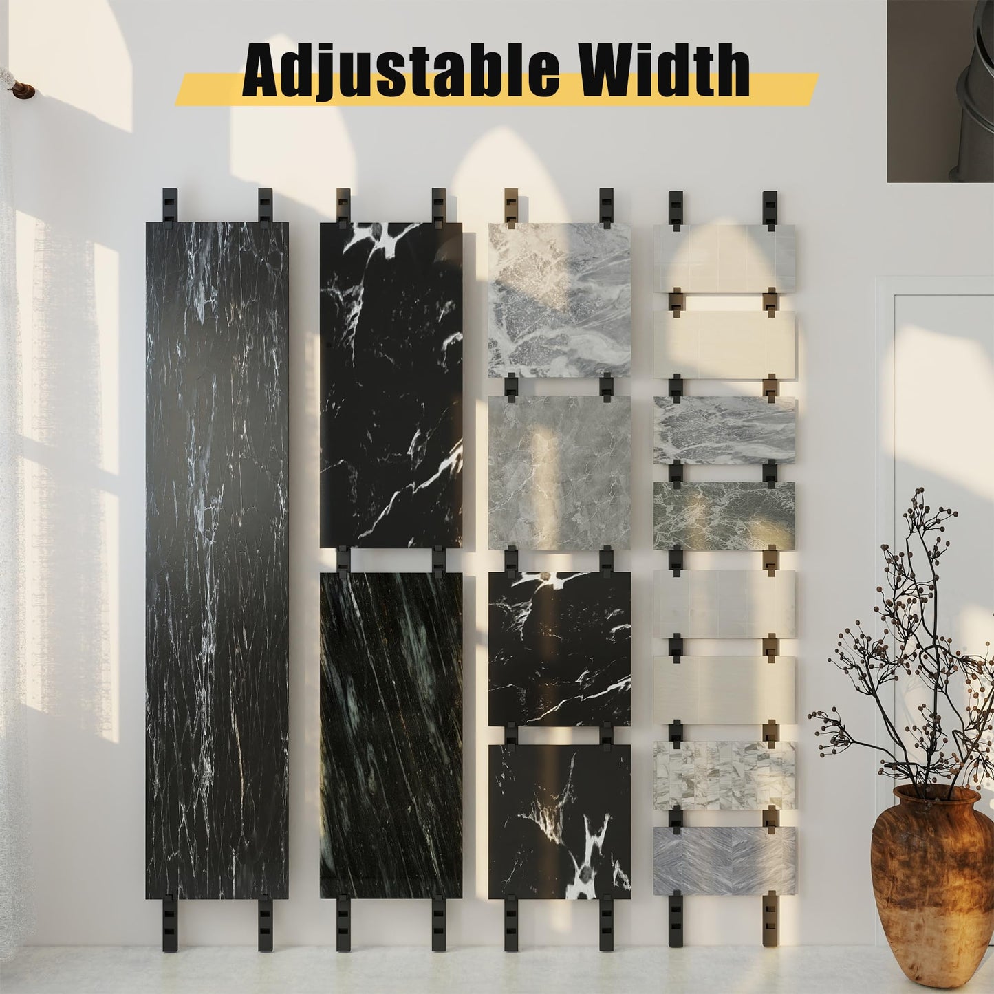 lukar Tile Board Display Rack, Wall Mounted Tile Display Rack, Tile Sample Organizer, Tile Display Stand for Retail Stores,Trade Show,Vendor Booth Display Items Large Format Tile Sample Storage