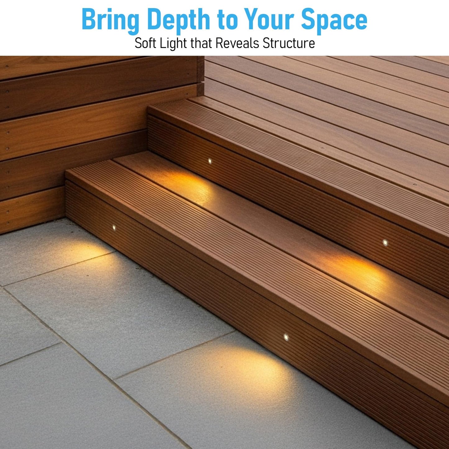 LEONLITE 12-Pack Recessed Low Voltage LED Deck Light with Flat Square Aperture, 1-Inch 12-24V AC/DC Landscape Step Stair Light, CRI90 IP67 Waterproof, Stainless Steel Housing, 3000K Warm White, Silver