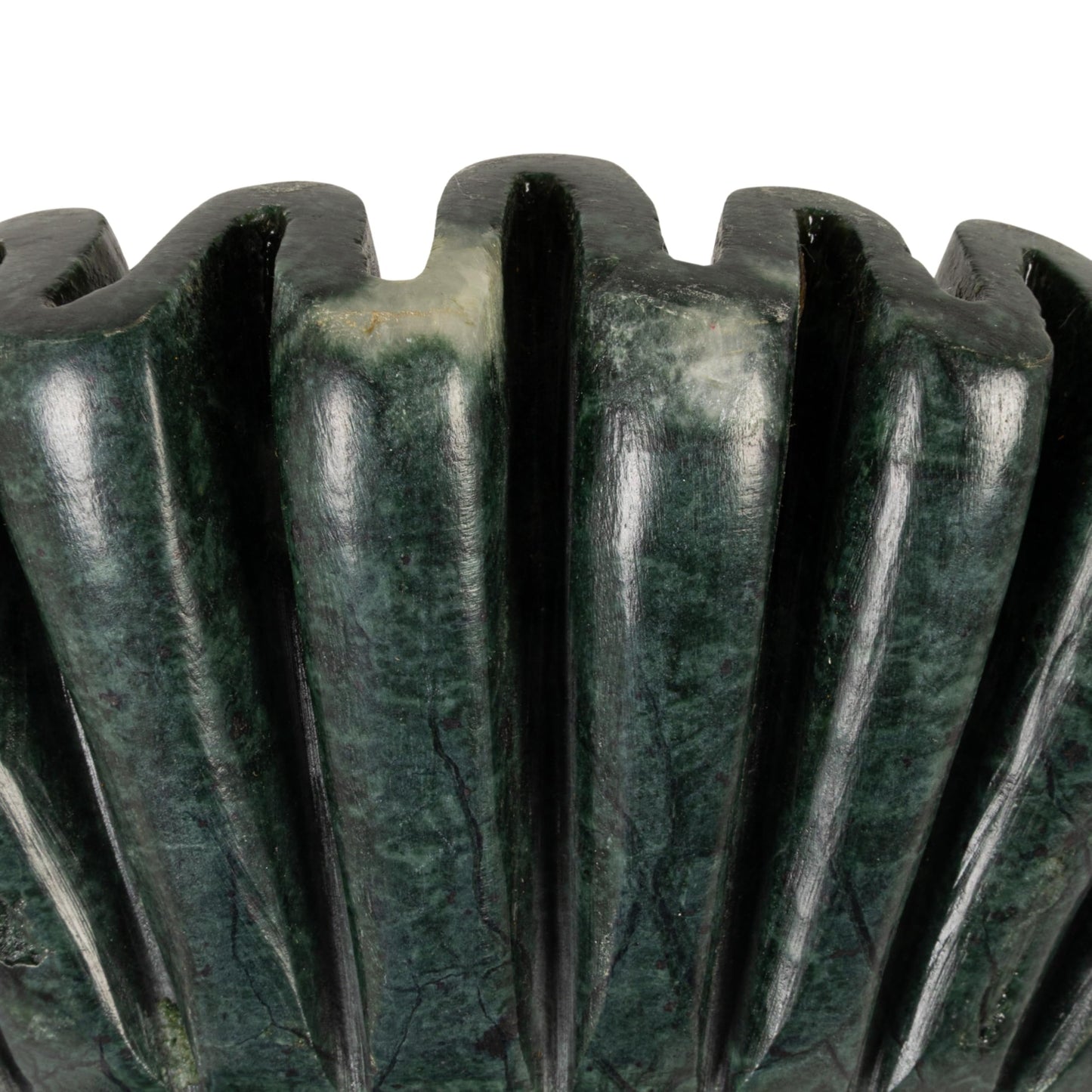 Creative Co-Op Round Marble Pleated Dish, Black