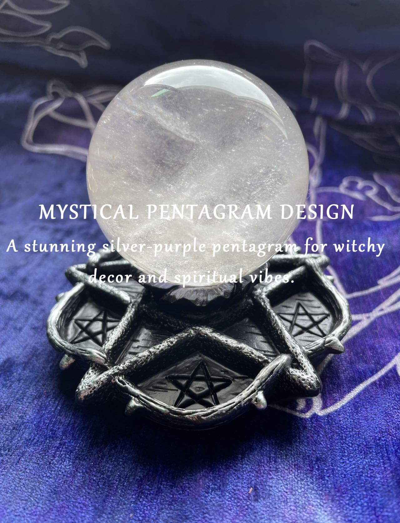 CCOTIKOSEE Pentacle Altar Crystal Ball Tealight Holder Ritual Tarot Decor