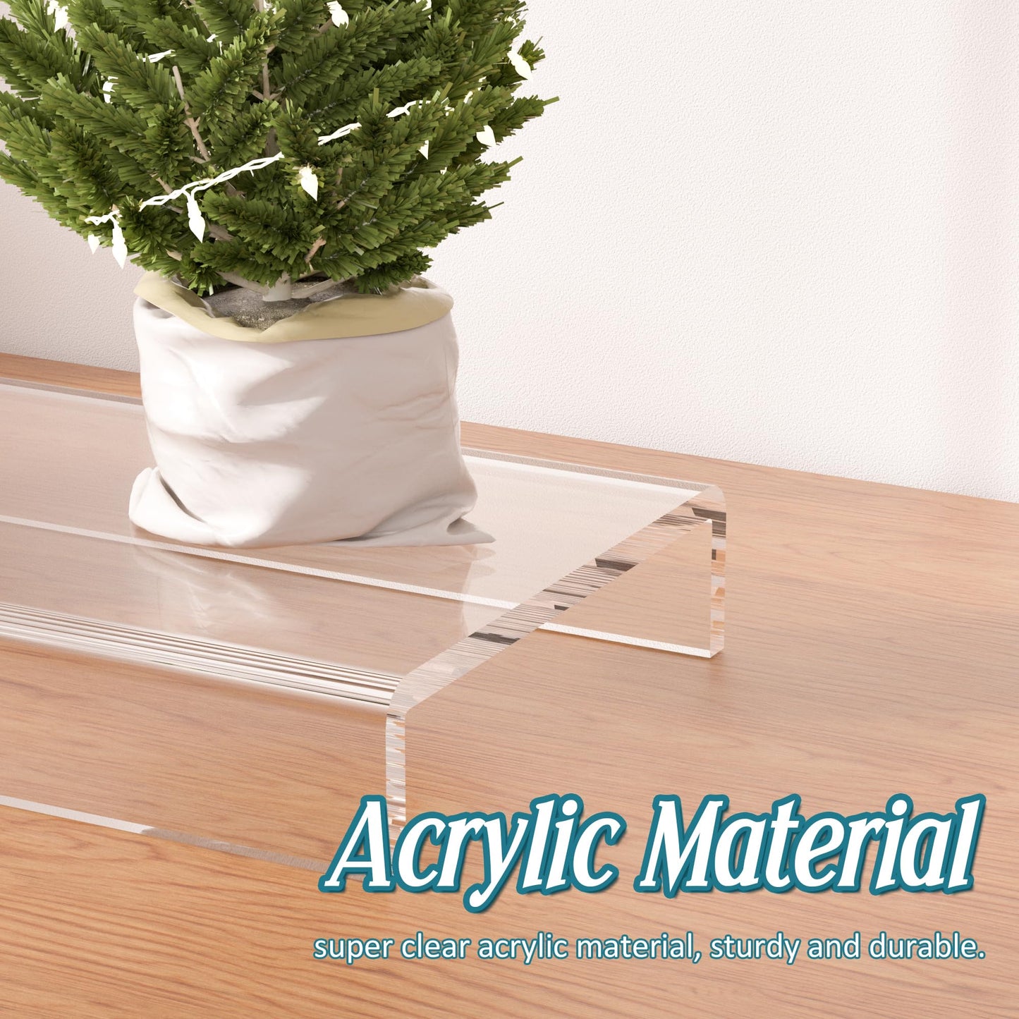 Hexsonhoma Acrylic Shelf Riser 10x3.9x1 pack of 2, Countertop Acrylic Display Storage Organizer for Shoes, Glasses, Plants, Home Decors, Perfume, Books, Dolls, 10x3.9x1 Inch