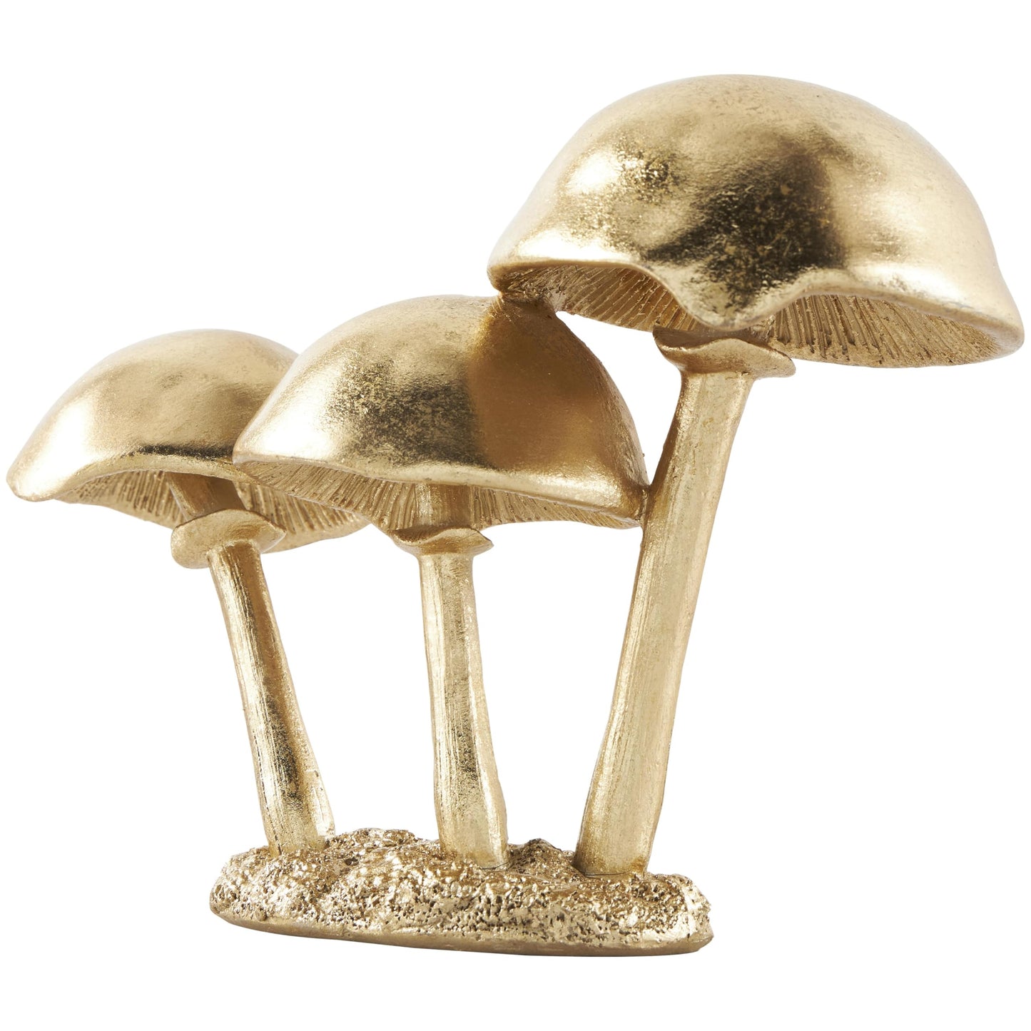 Deco 79 Polystone Mushroom Decorative Sculpture Metallic Home Decor Statue with Textured Base, Accent Figurine 10" x 4" x 7", Gold