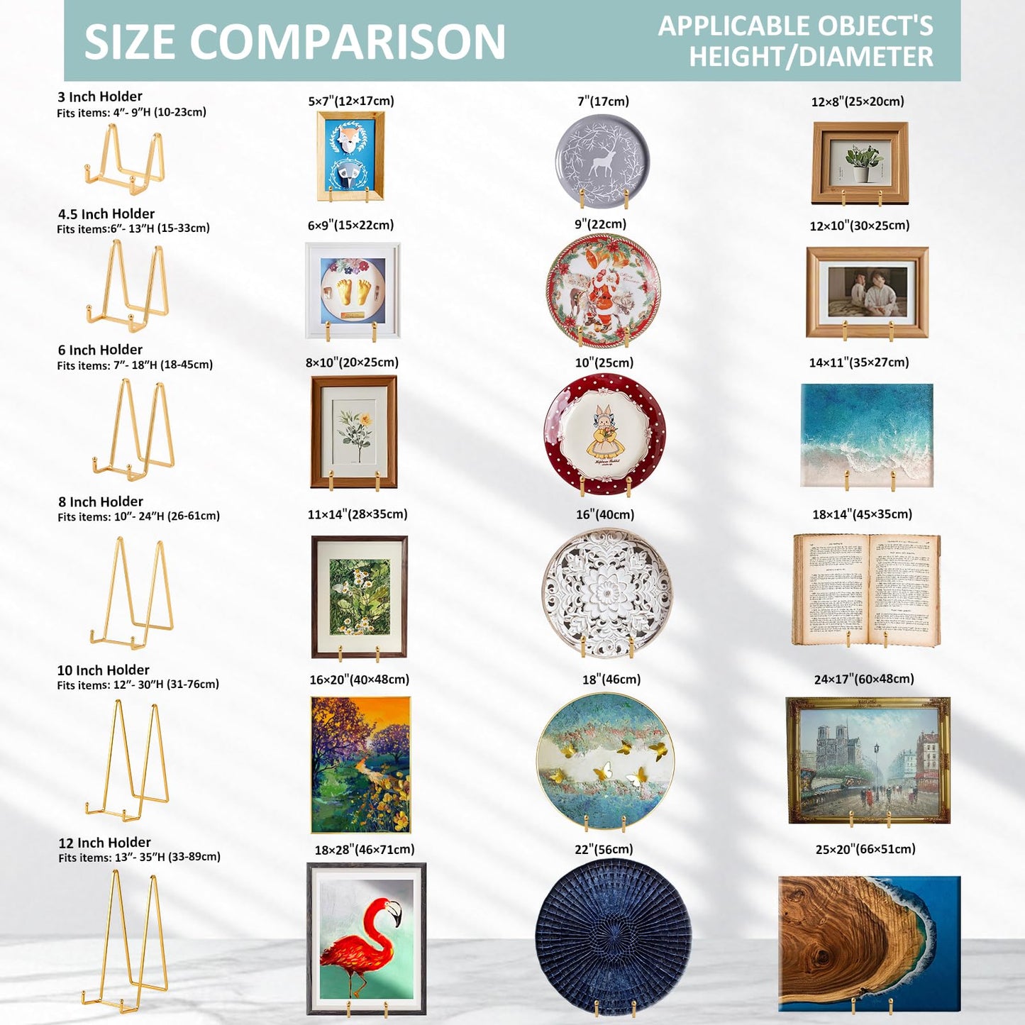 Plate Holder Easel Display Stand - 3 inch Metal Plate Stands for Display - Tabletop Picture Stand - Gold Iron Easels for Display Pictures | Photo Frames | Book | Decorative Plates | Plaque - 4 Pack