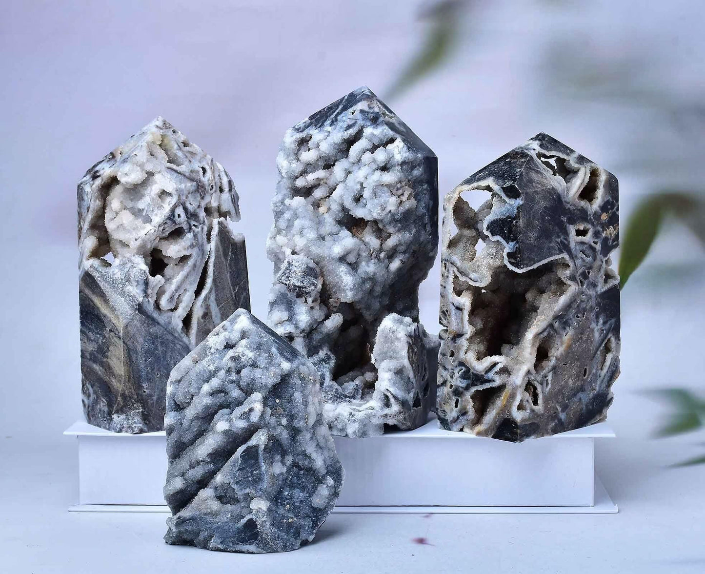 FZBHRO Large Sphalerite Geode Towers Crystal Point Obelisk Irregular Shape Healing Crystal Stone Wand Meditation Gift 1.7-2.2 Pound