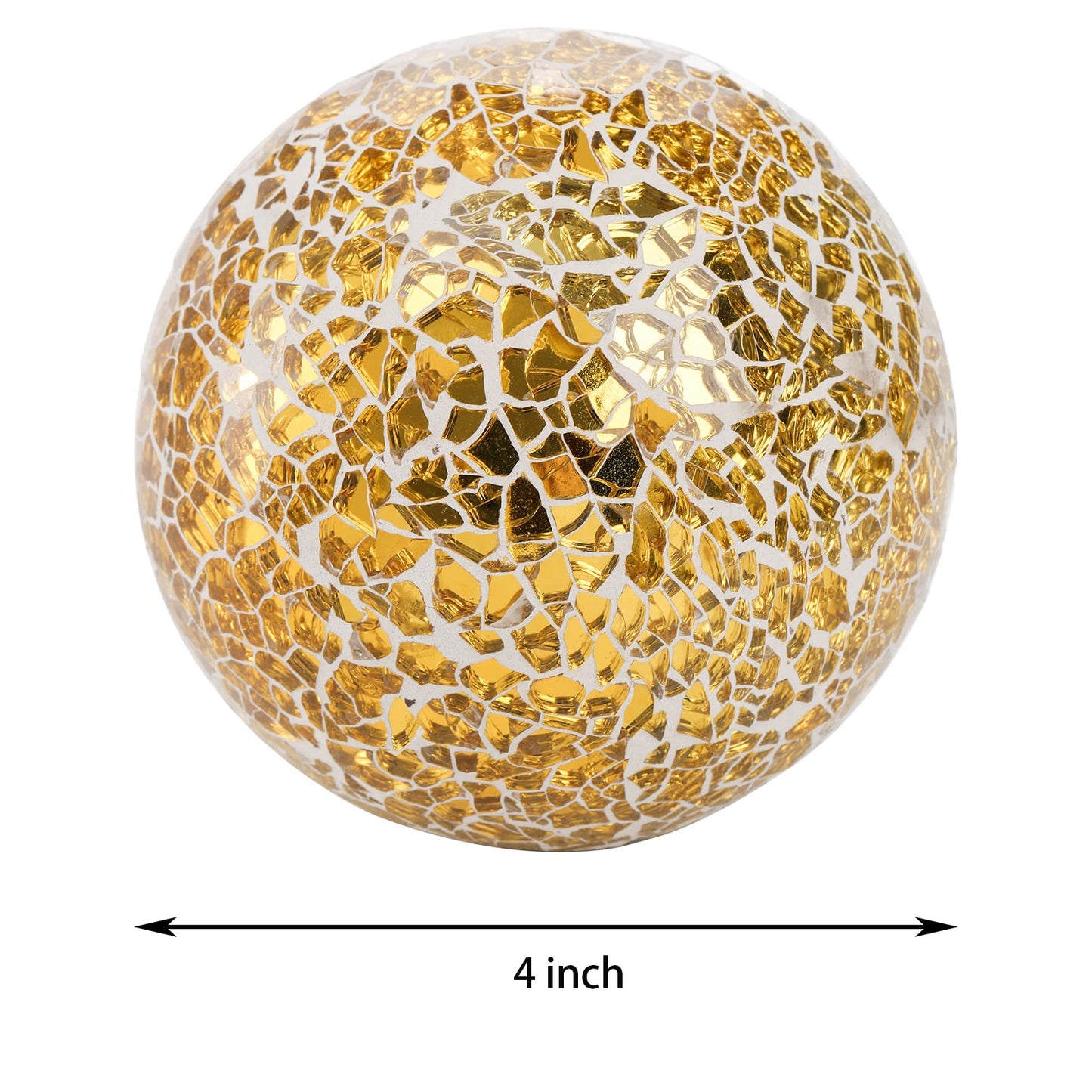 TOPZEA 3 Pack 4 Inch Gold Mosaic Glass Orbs, Decorative Balls Mosaic Spheres for Vase Fillers, Dinning & Coffee Table Centerpieces, Bowl Decor, Home & Christmas Decorations