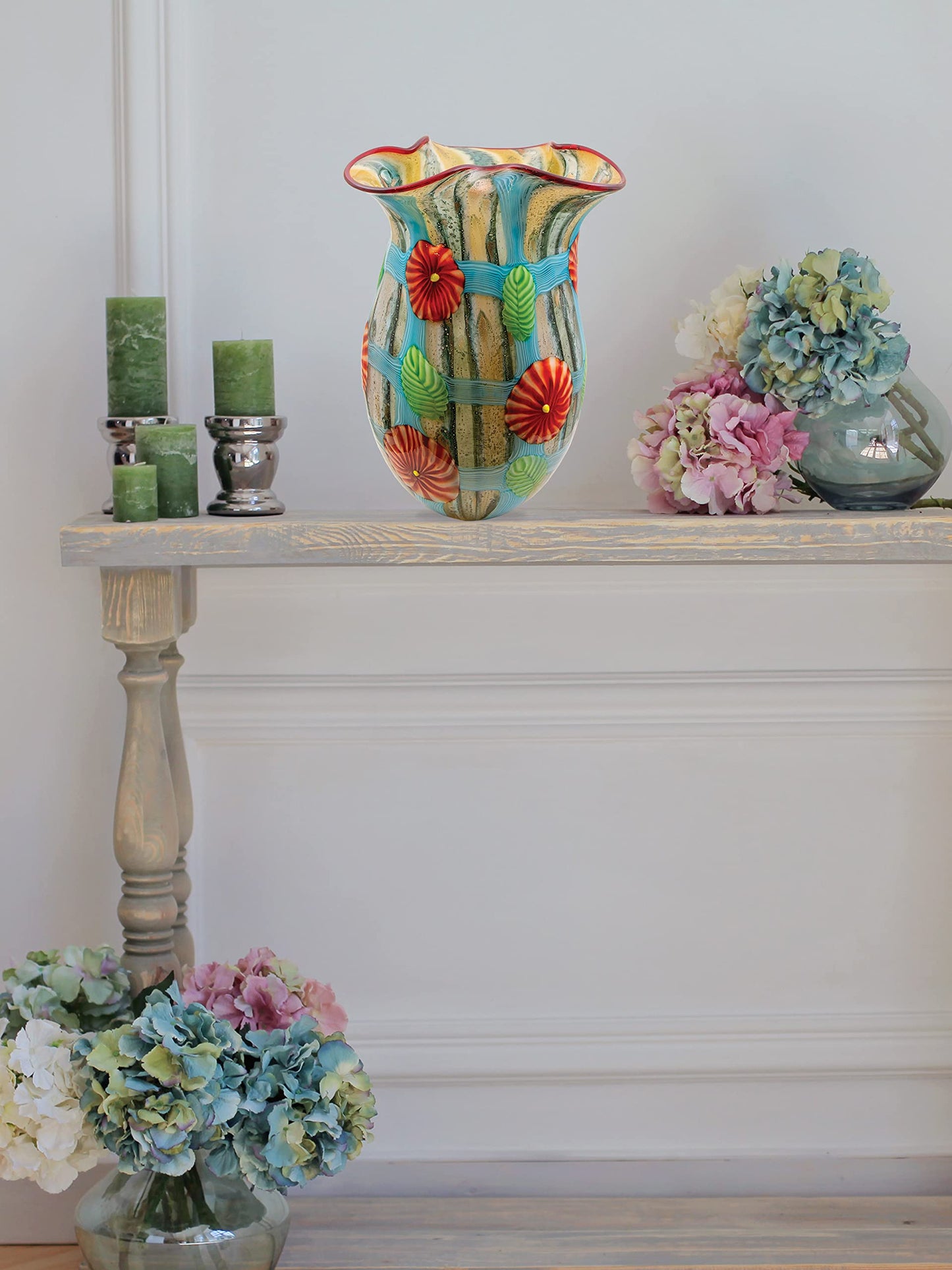 Dale Tiffany AV21008 Plazio Hand Blown Art Glass Vase, Multicolor