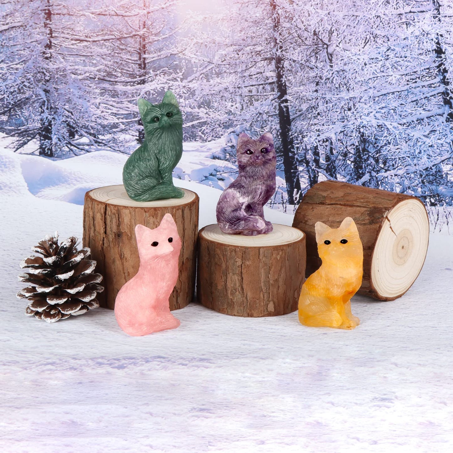 SMQ Ocean Jasper Crystal Fox Statues and Figurines,Carved Gem Fox Animal Carvings Collectible Healing Crystal Stone Sculpture for Home Garden Decor