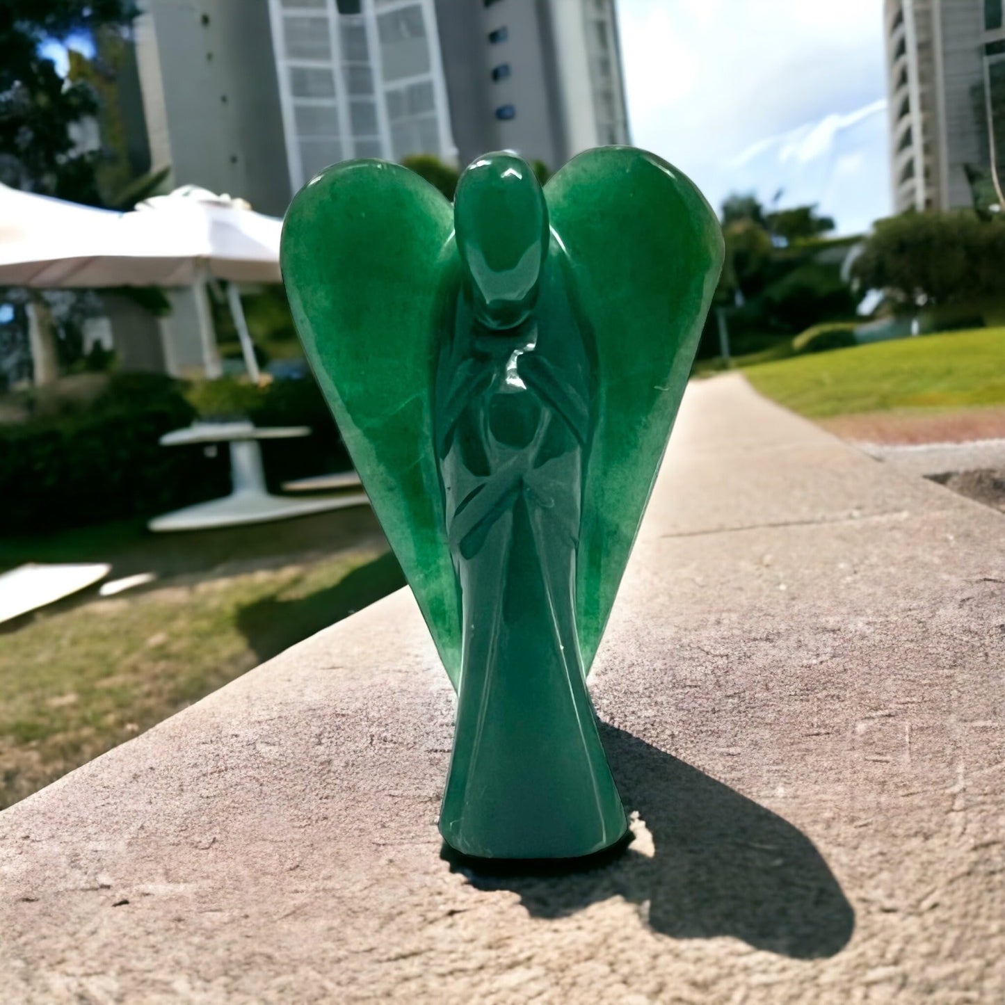 ANAYA AGATE Green Jade Guardian Angel Statue – 2 Inch Natural Hand-Carved Crystal Angel Figurine for Luck, Prosperity & Positive Energy – Healing Stone for Women, Home & Office Decor