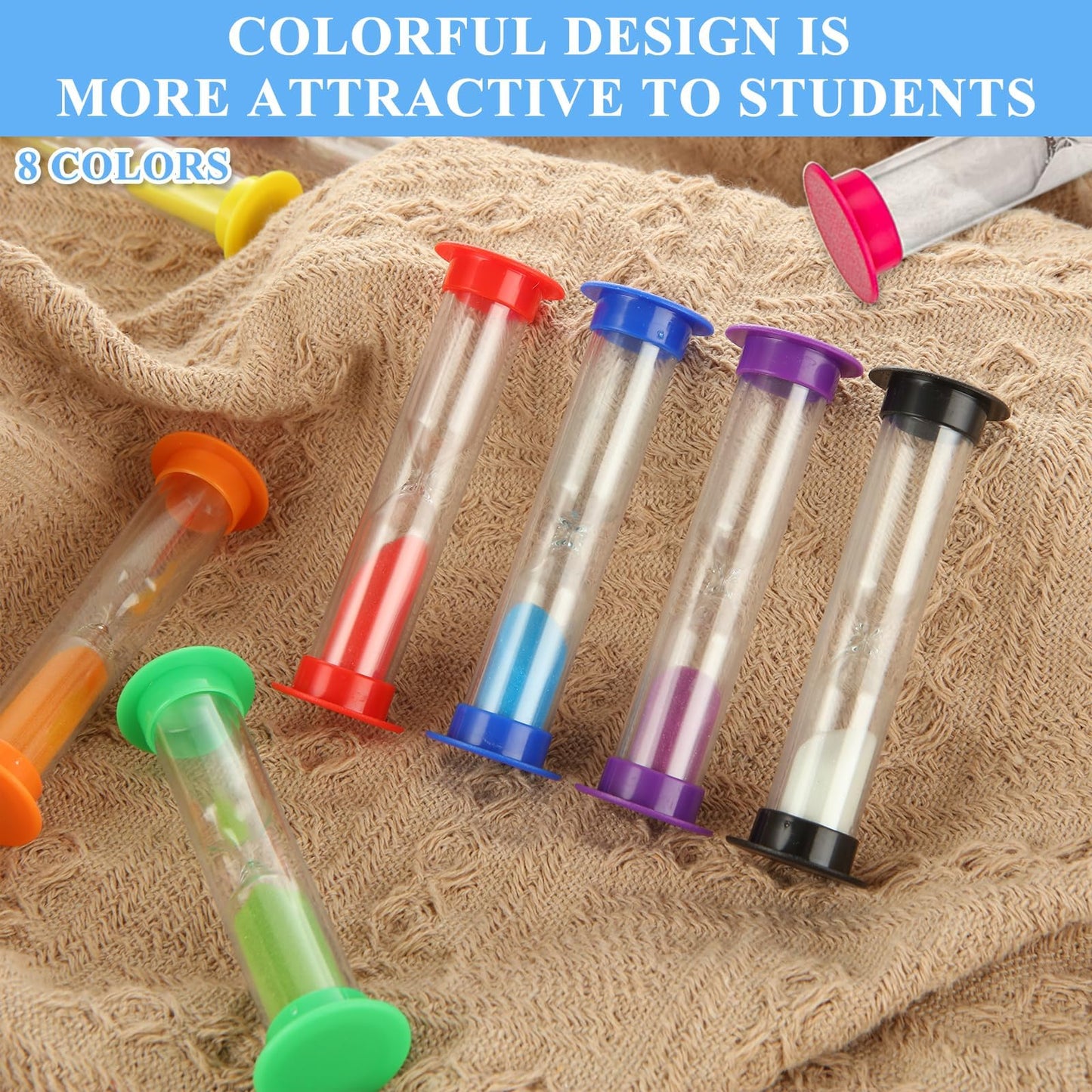 WOPPLXY 64 Pcs 2 Minute Sand Timer, Colorful Hourglass Sand Clock, Plastic Hourglass Timer, Plastic Small Sand Watch Hour for Classroom Learning