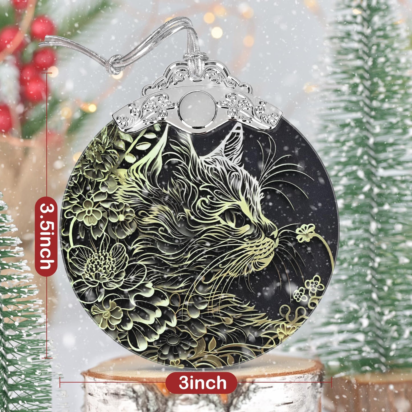 3" Stained Glass Christmas Decoration, Christmas Ornaments, Heirloom Keepsake, Gift Exchange, Gift Idea, Bauble Present - Persian Cat