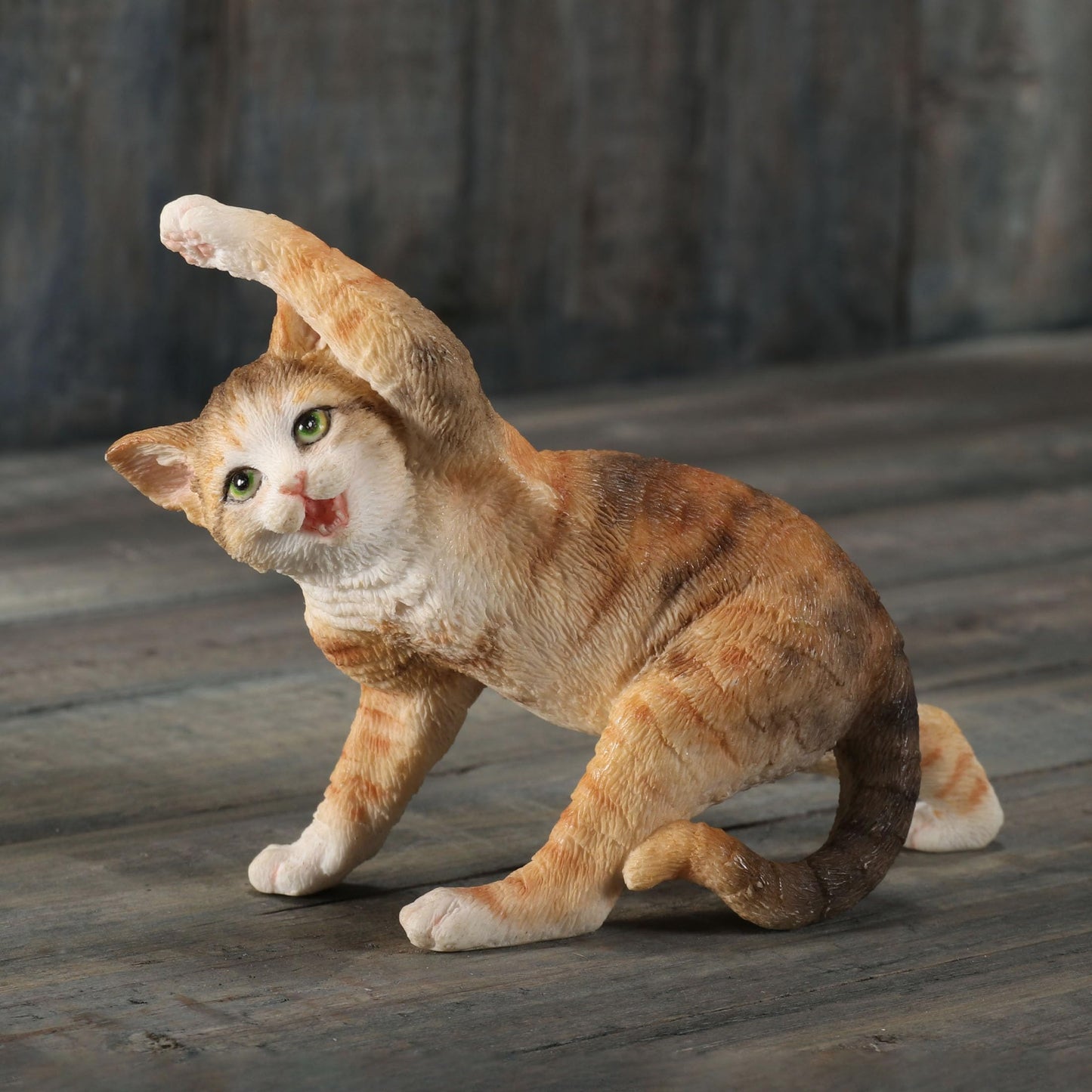 Veronese Design 3 1/2 Inch Yellow Tabby Yoga Cat Twist Pose Resin Animal Miniature
