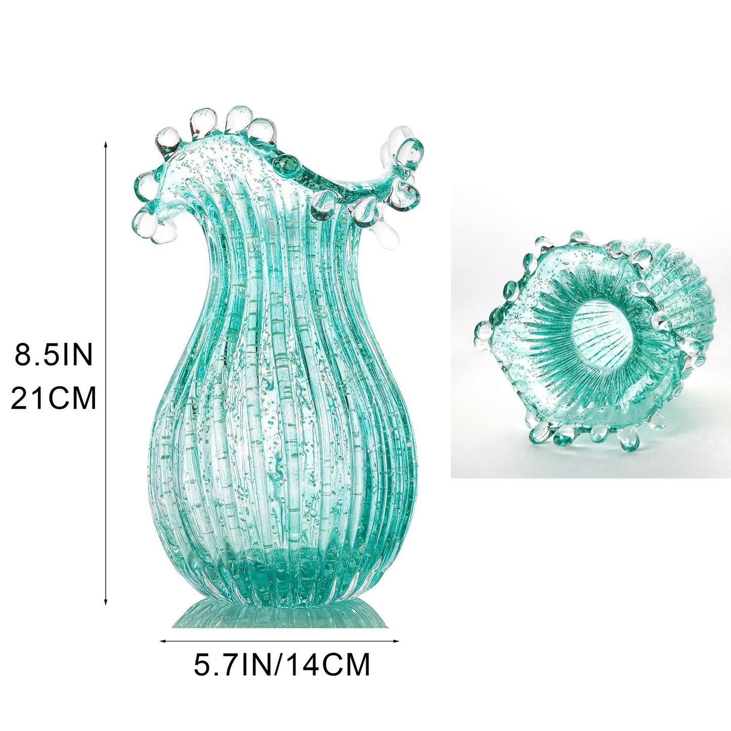 Hand Blown Glass Vase for Flowers Crystal Vases for Bouquet Home Decor Decorative Centerpieces Unique Gift for Christmas Valentines Day Birthday Housewarming Mothers Day