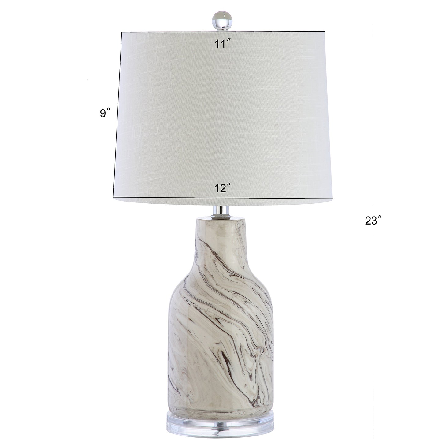 JONATHAN Y 23" Gray and White Marble Ceramic LED Table Lamp, Traditional Hand-Finished Bedside Lamp for Living Room Bedroom, White Linen Shade, LED Bulb Included JYL3004A