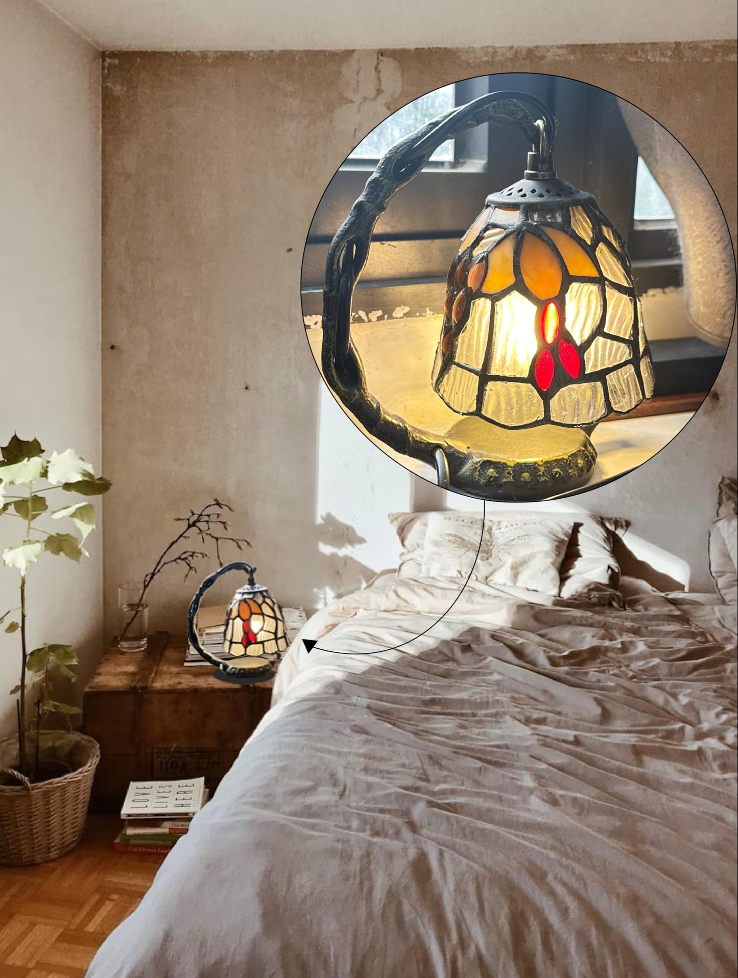WKINGDIY Stained Glass Grape Table lamp.WKD1010