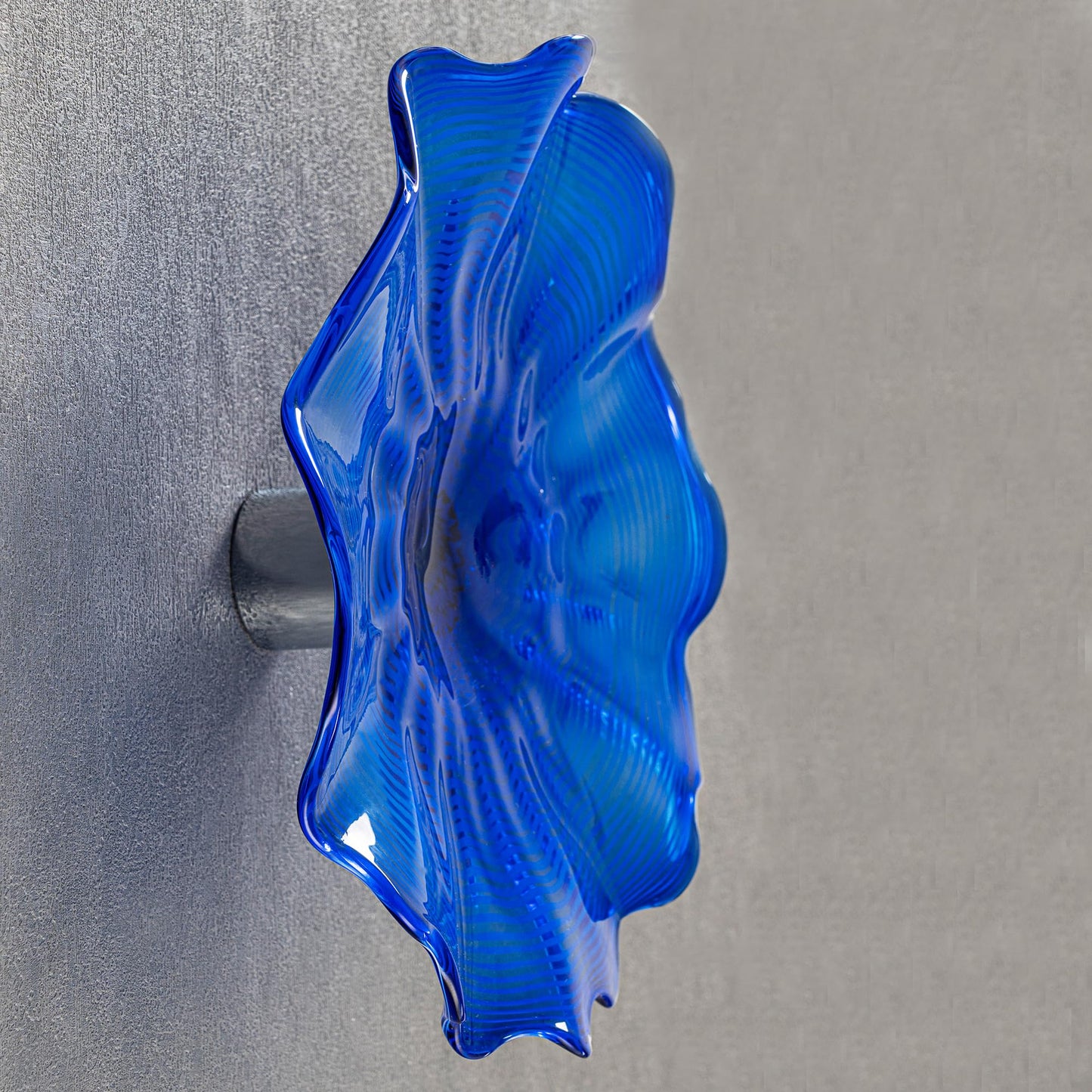Art Glass Wall Decor Plate, Unique Glass Plate Wall Art, Blue Murano Glass Wall Decoration Plate for Kitchen, Staircase, Dining Room, Hallway