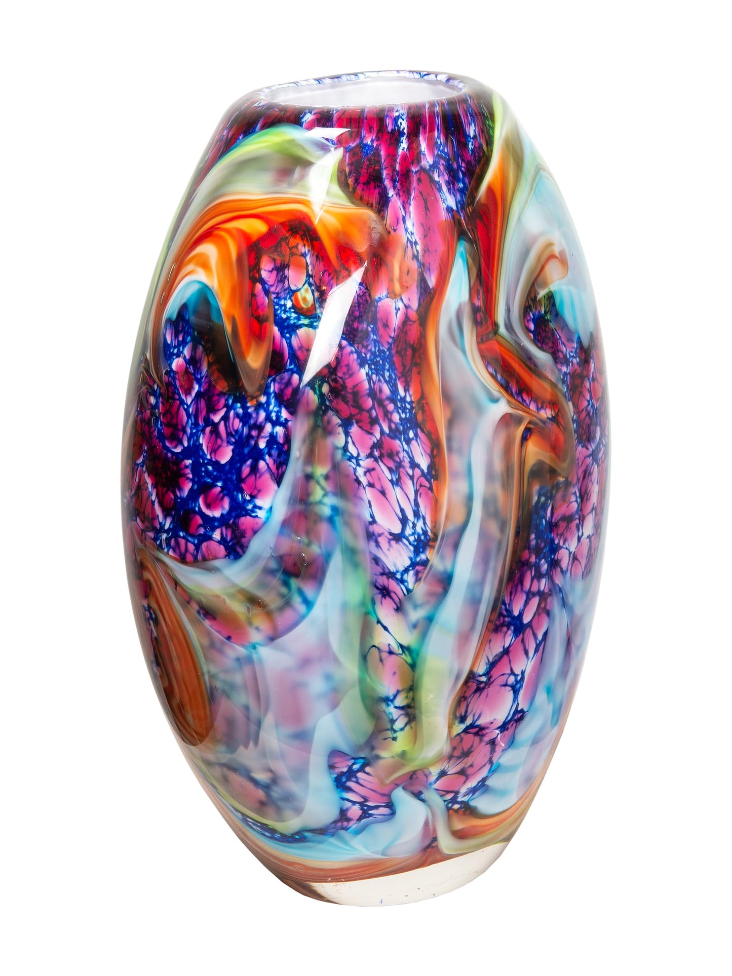 Dale Tiffany AV23130 Villa Cuzzano Murano Style Handcrafted Art Glass Vase, Multi Color, 13-Inch Tall
