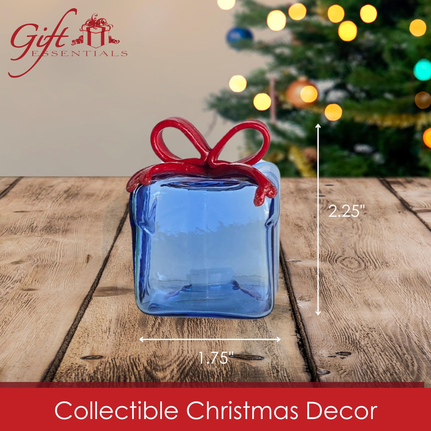 Gift Essentials Blown Glass Christmas Gift Salt and Pepper Shaker Set – Mini Decorative Salt and Pepper Shakers – Gift Boxed Holiday Table Decor – Novelty Winter Present Design