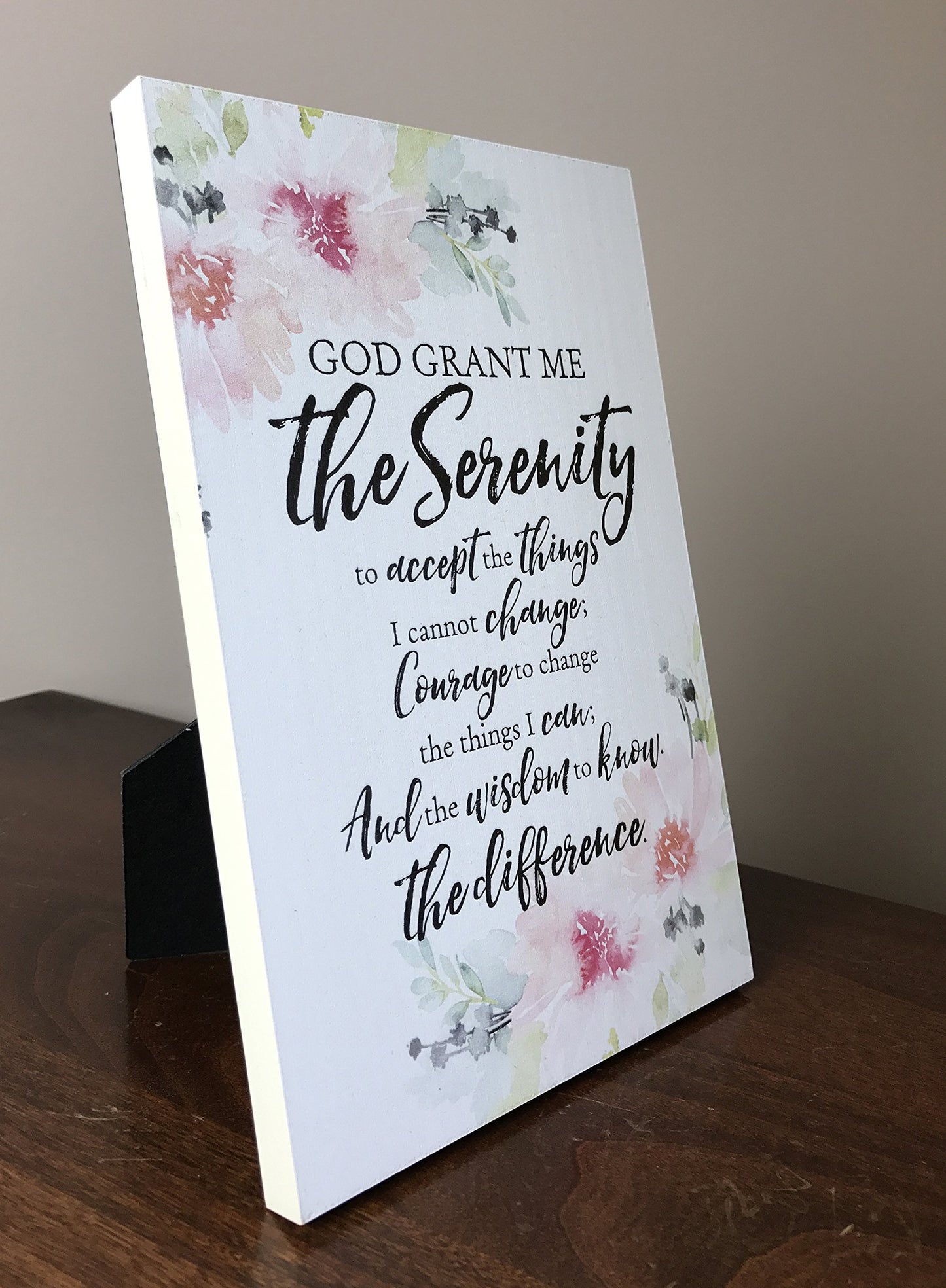 Serenity Prayer Plaque with Easel and Hanging Hook - God Grant me the Serenity - Life, Courage, Wisdom and Motivational Christian Religious Home Decoration Frame | Suitable for Wall - Tabletop Decor