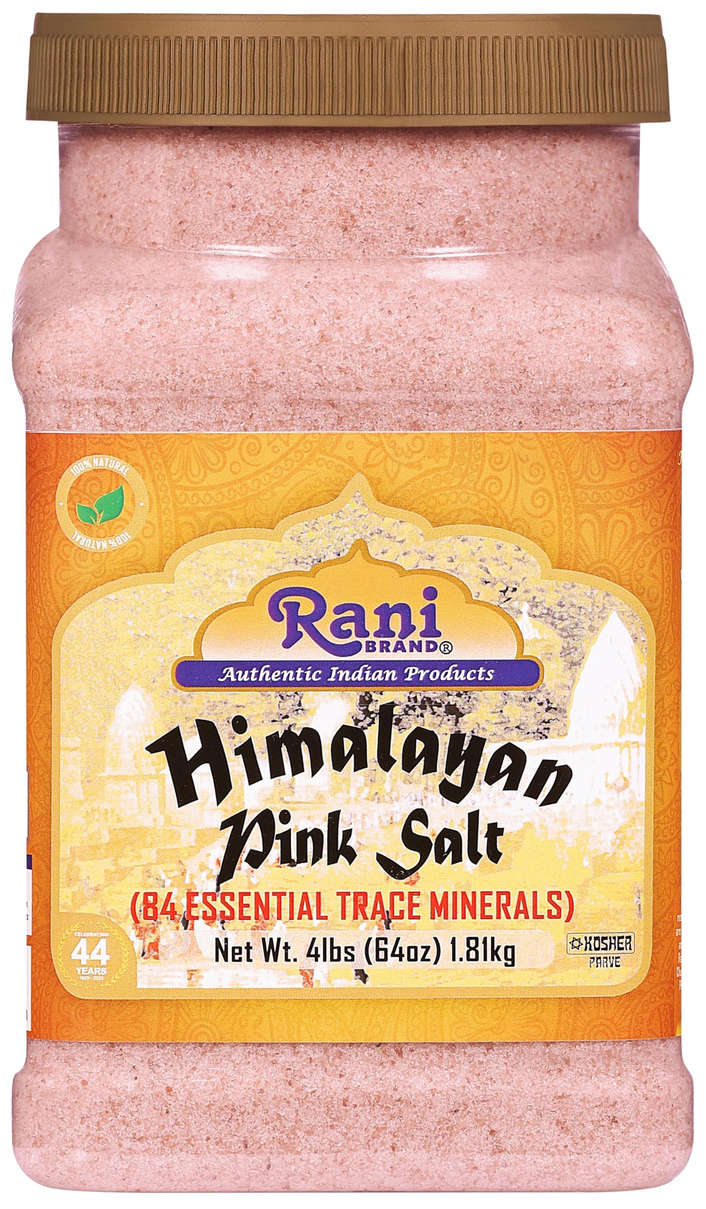 Rani Himalayan Pink Salt Powder (84 Essential Trace Minerals) 64oz (4lbs) 1.81kg PET Jar ~ All Natural | Vegan | Gluten Friendly | NON-GMO | Indian Origin