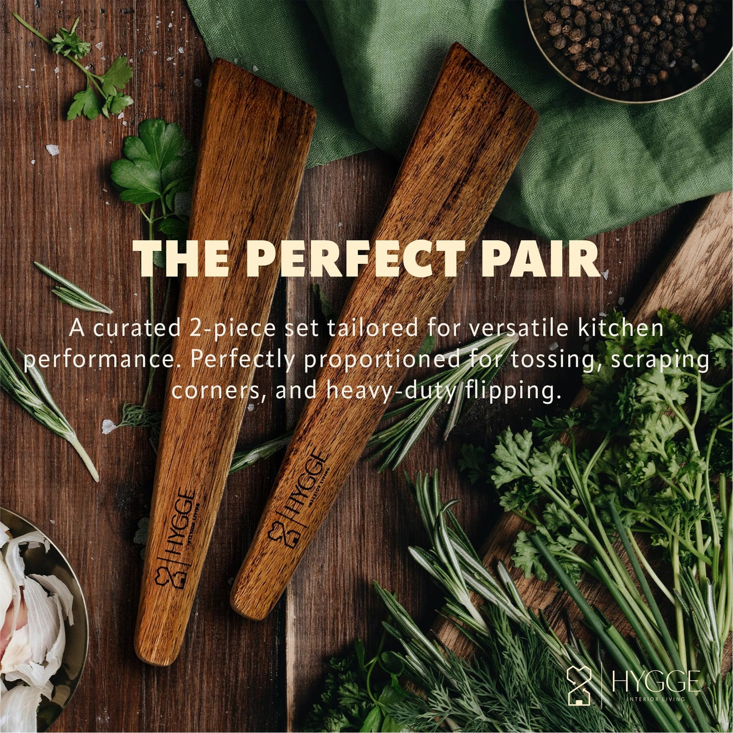 HYGGE INTERIOR LIVING 12 inch Premium Acacia Wood Spatula - Set of 2