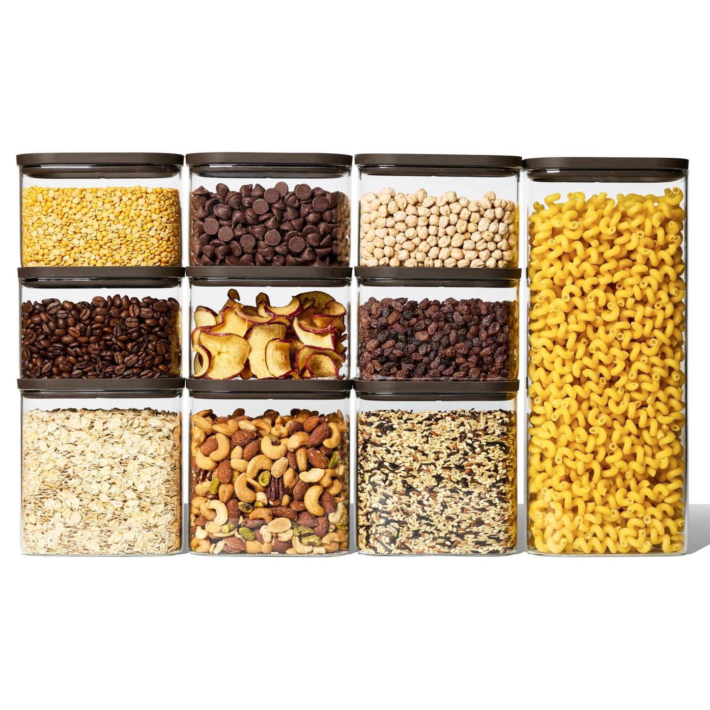 Naked Kitchen 20-Piece Food Storage Containers with Lids – Stackable BPA-Free Borosilicate Glass Pantry Storage Containers with Leak-Proof Airtight Seal for Kitchen & Pantry Organization – Black