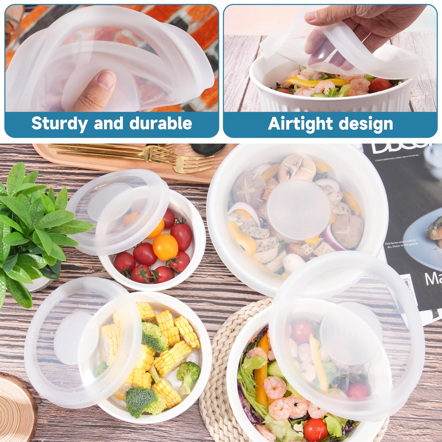 Purekra Silicone Lids for CorningWare 2.5 Quart Round Dish, 1 Pack Reusable Covers for CorningWare FS-1 2.5 Quart French White Baking Dish (Dish not Included) Dishwasher & Microwave & Freezer Safe
