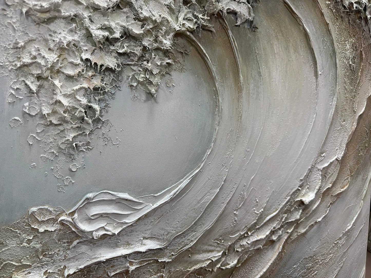 V-inspire 3D Textured Ocean Wave Canvas Wall Art, 30 x 45 inches, Hand-Painted with Wood Frame, Modern Abstract Grey